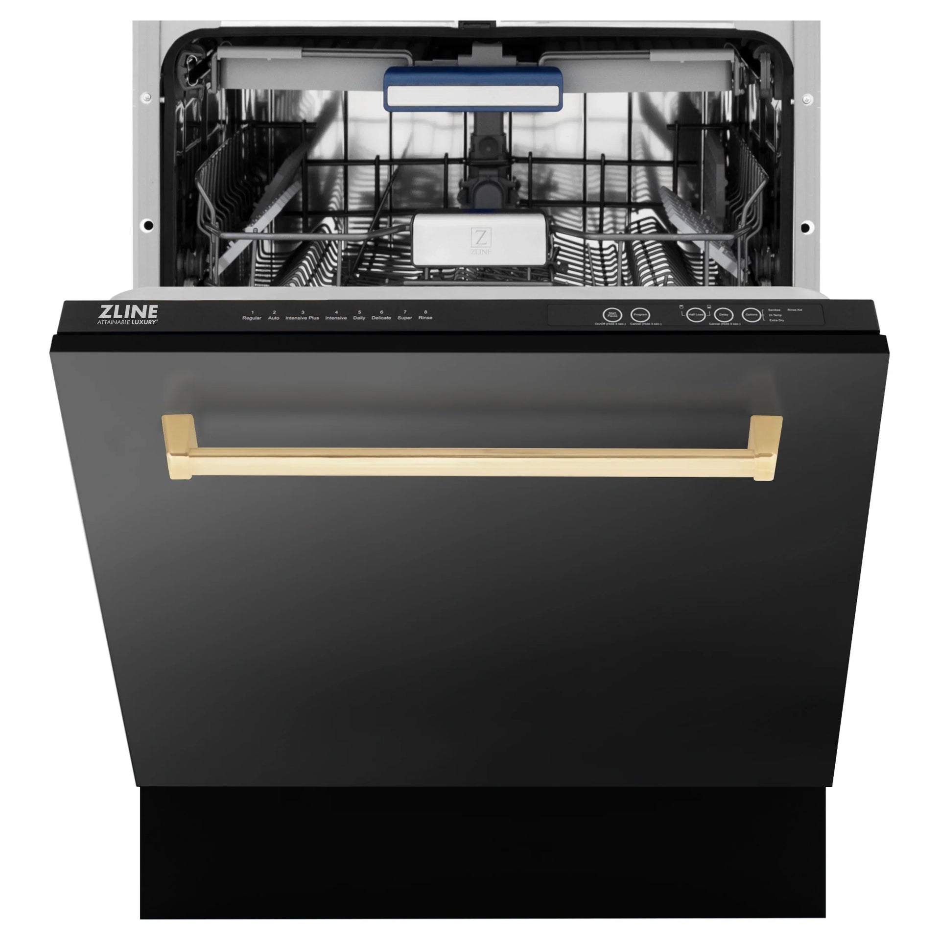 zline-autograph-series-24-inch-tall-dishwasher-in-black-stainless-steel-with-champagne-bronze-handle-dwvz-bs-24-cb