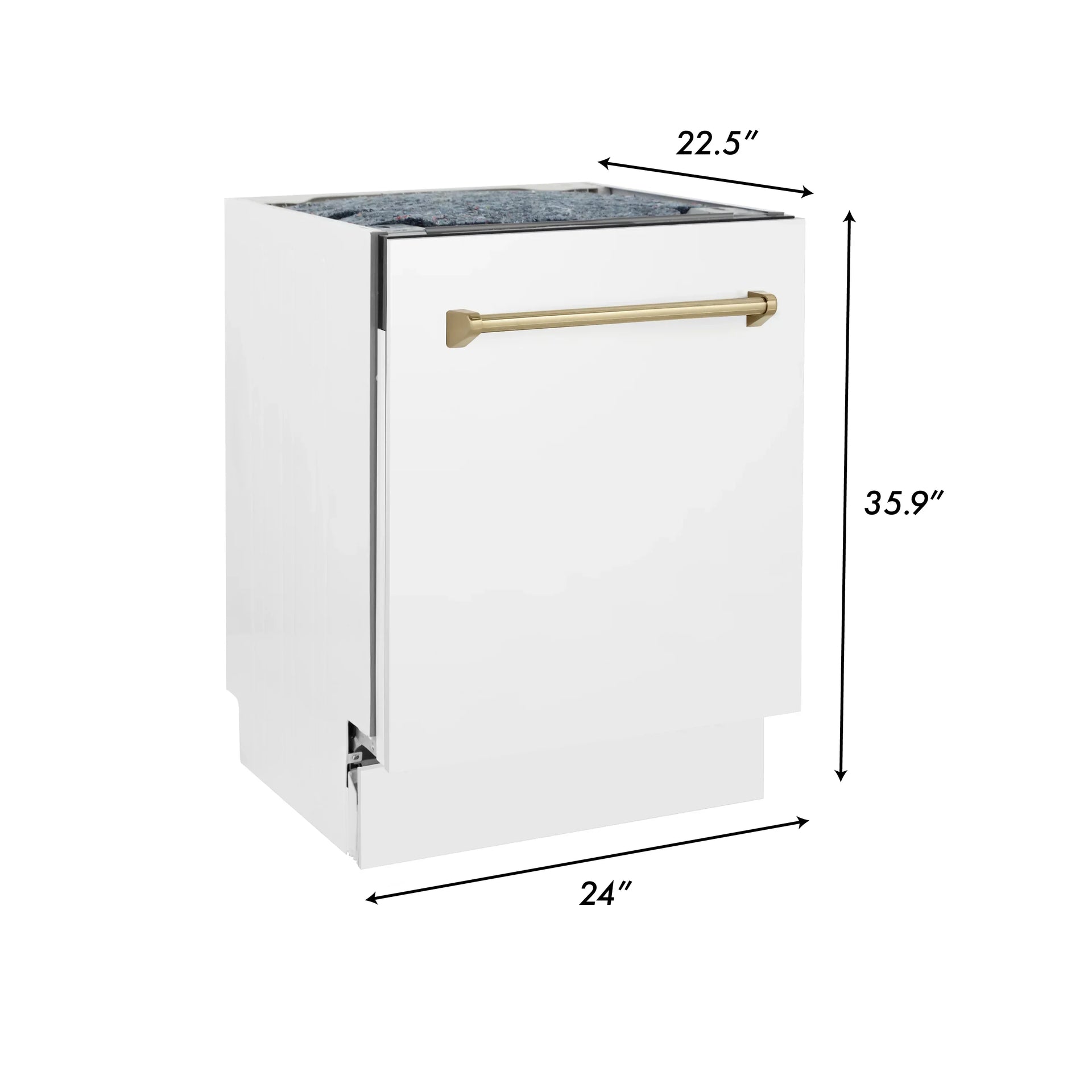 zline-autograph-series-24-inch-tall-dishwasher-in-white-matte-with-champagne-bronze-handle-dwvz-wm-24-cb