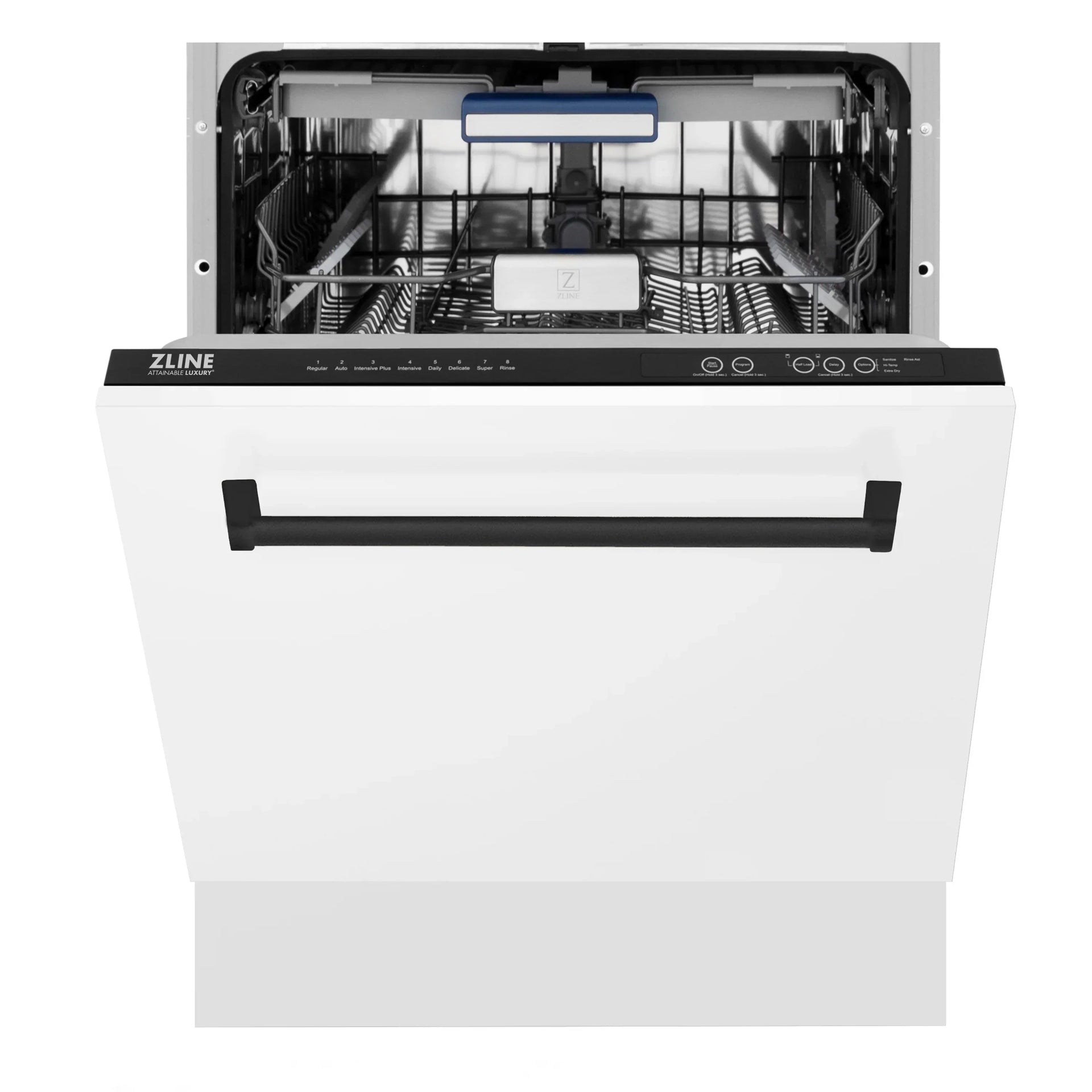 zline-autograph-series-24-inch-tall-dishwasher-in-white-matte-with-matte-black-handle-dwvz-wm-24-mb