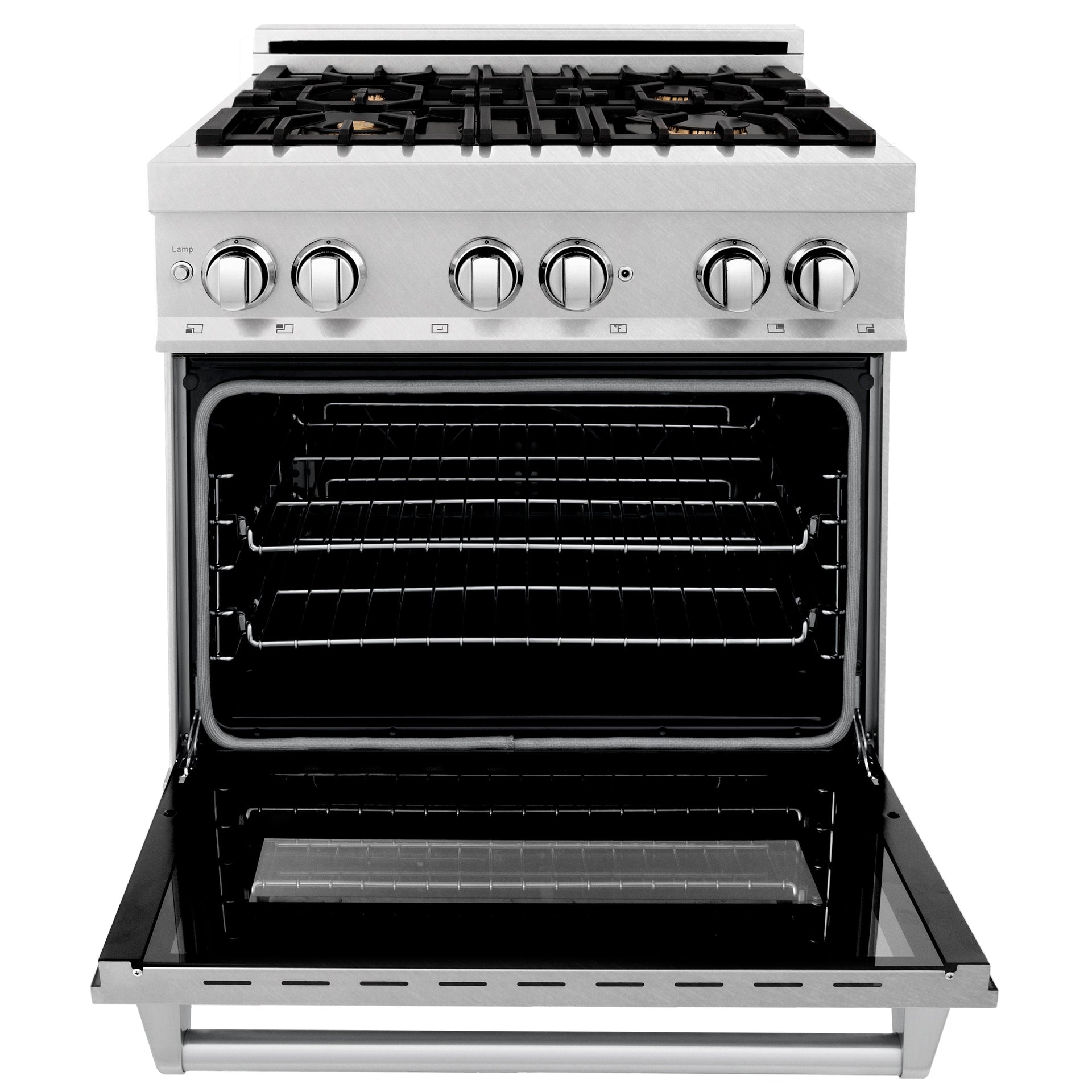 zline-30-in-legacy-dual-fuel-range-4-0-cu-ft-gas-cooktop-with-4-brass-burners-and-griddle-electric-convection-oven-satin-stainless-steel-model-ras-sn-br-gr-30