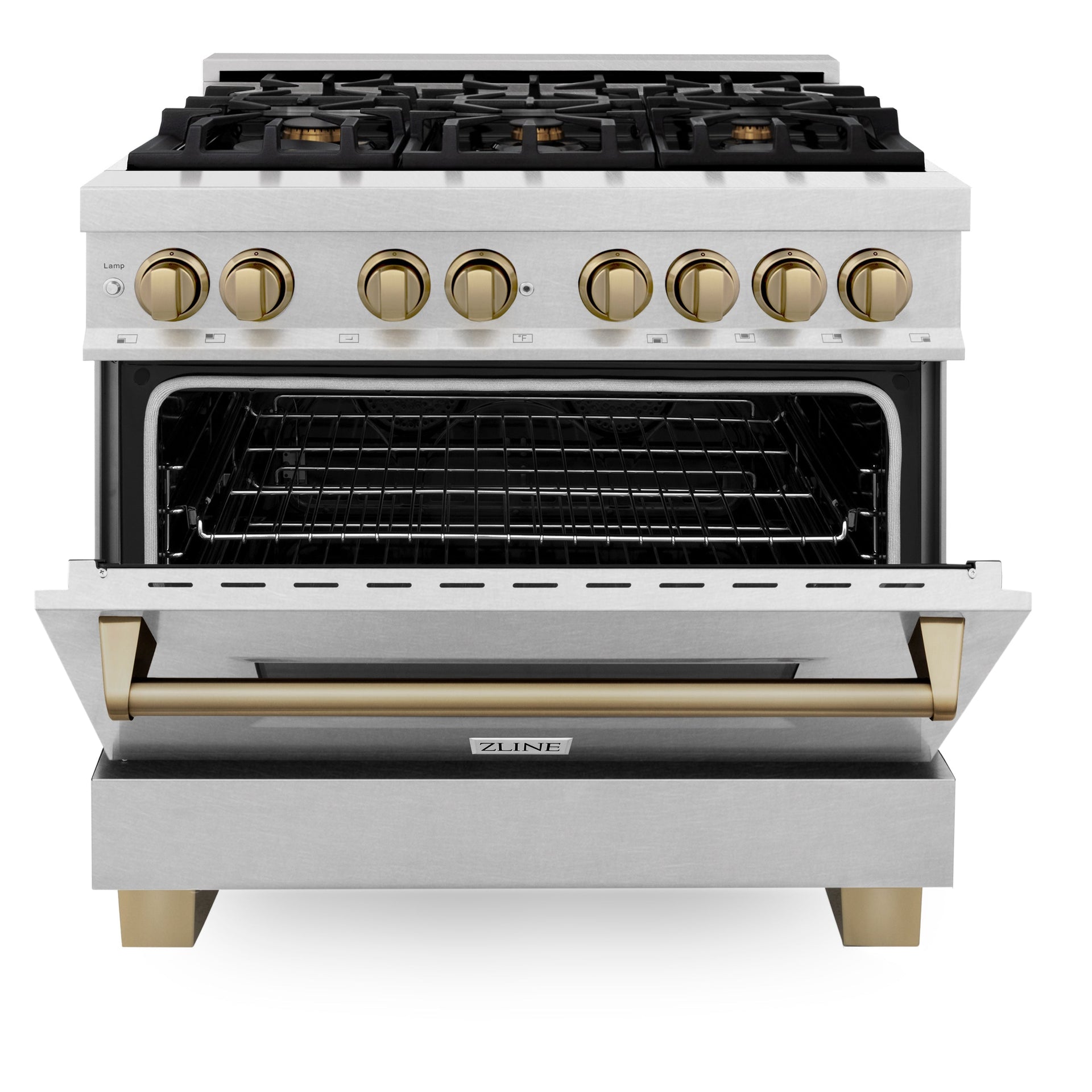 zline-autograph-edition-36-in-4-6-cu-ft-legacy-dual-fuel-range-with-6-burner-gas-cooktop-and-electric-convection-oven-in-satin-stainless-steel-with-champagne-bronze-accents-rasz-sn-36-cb
