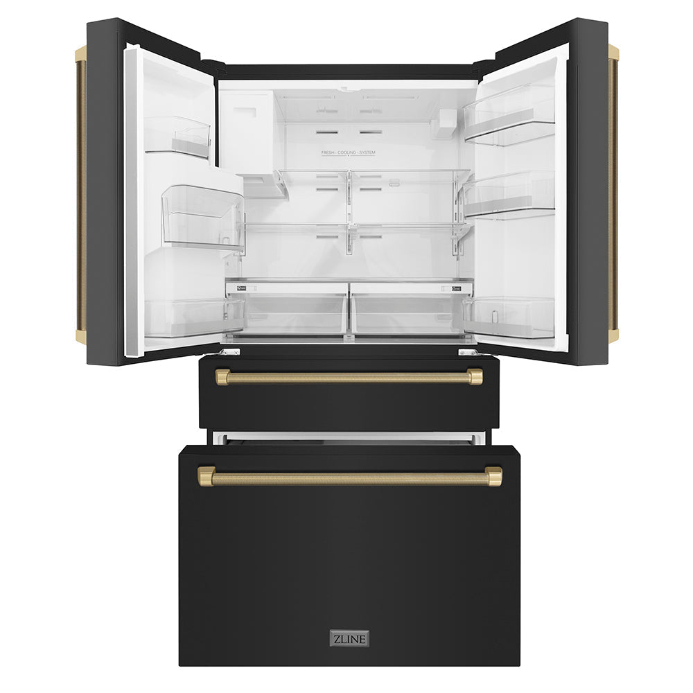 zline-36-in-counter-depth-french-door-refrigerator-21-6-cu-ft-water-and-ice-dispenser-fingerprint-resistant-black-stainless-steel-champagne-bronze-helix-handles-rfmz-w36-bs-kcb