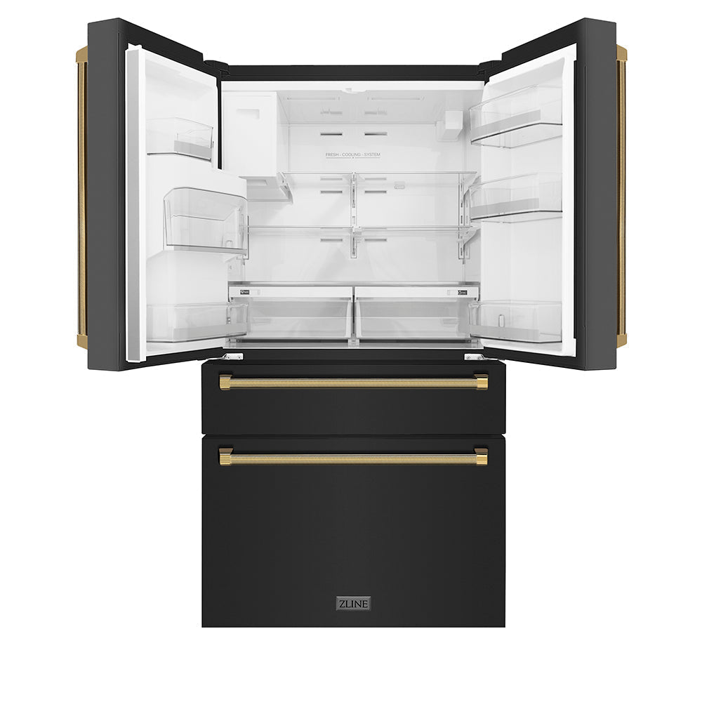 zline-36-in-counter-depth-french-door-refrigerator-21-6-cu-ft-water-and-ice-dispenser-fingerprint-resistant-black-stainless-steel-polished-gold-helix-handles-rfmz-w-36-bs-kg