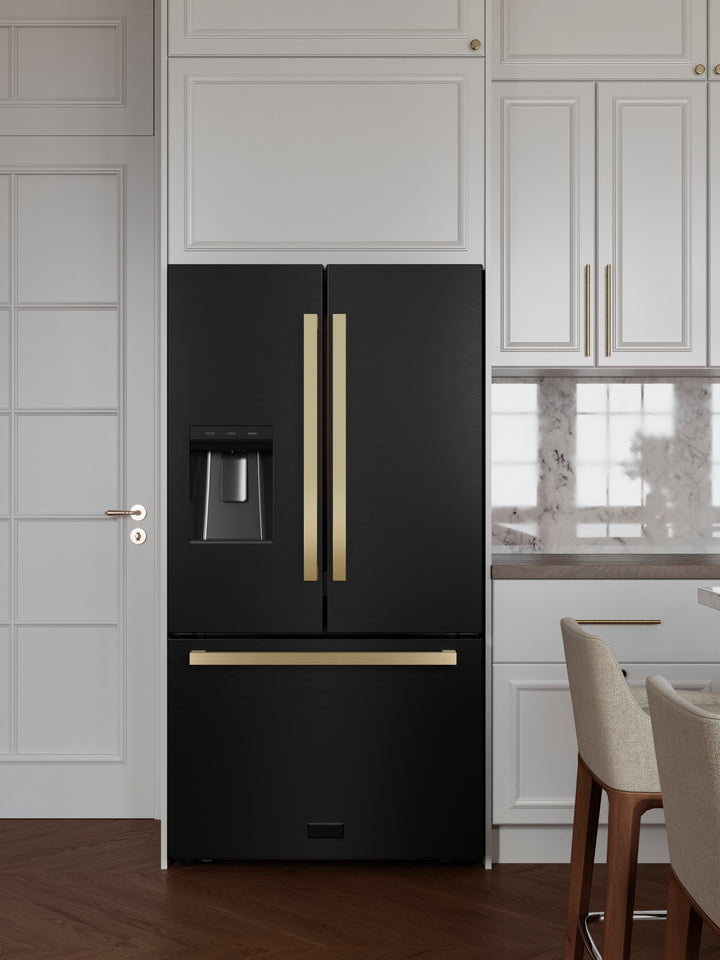 zline-36-inch-freestanding-refrigerator-28-9-cu-ft-standard-depth-dual-ice-maker-water-dispenser-black-champagne-bronze-square-handles-rsmz-w36-bs-fcb