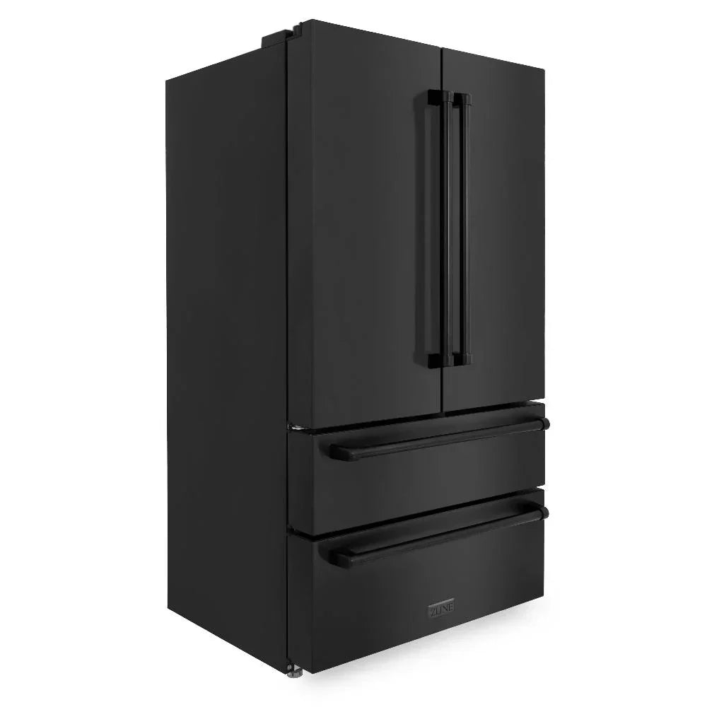 ZLINE 36 in French Door Refrigerator 22.5 cu. ft Ice Maker Black Stainless Steel (RFM-36-BS)