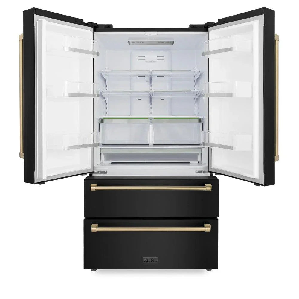zline-kitchen-and-bath-36-inch-french-door-refrigerator-22-5-cu-ft-counter-depth-ice-maker-black-stainless-steel-with-champagne-bronze-accents-rfmz-36-bs-cb