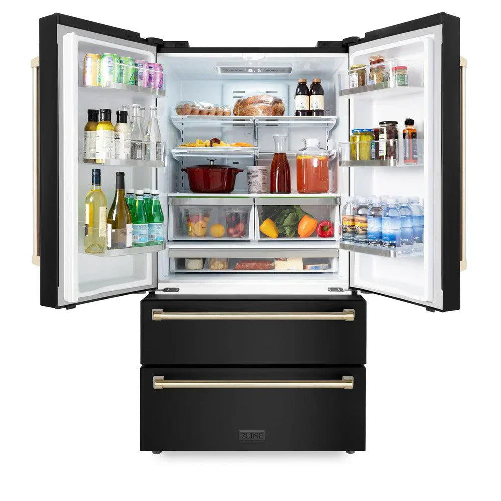 zline-36-in-french-door-refrigerator-22-5-cu-ft-ice-maker-fingerprint-resistant-black-stainless-steel-gold-accents-rfmz-36-bs-g