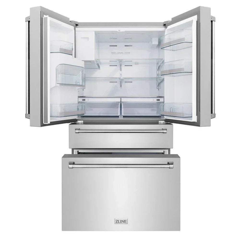 ZLINE 36 in French Door Refrigerator 21.6 cu. ft Capacity Water & Ice Dispenser Water Filter Stainless Steel (RFM-W-WF-36)