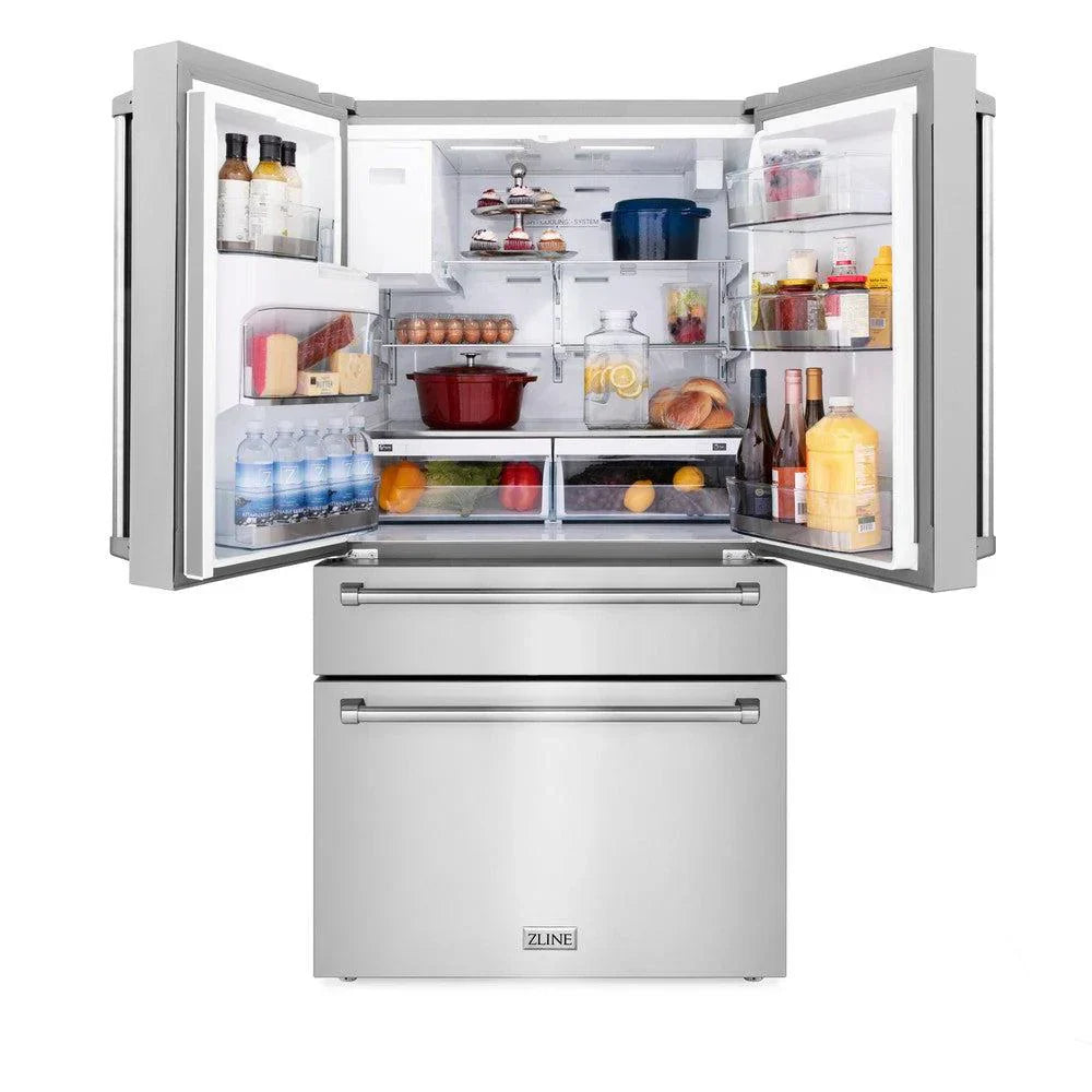 ZLINE 36 in French Door Refrigerator 21.6 cu. ft Capacity Water & Ice Dispenser Water Filter Stainless Steel (RFM-W-WF-36)
