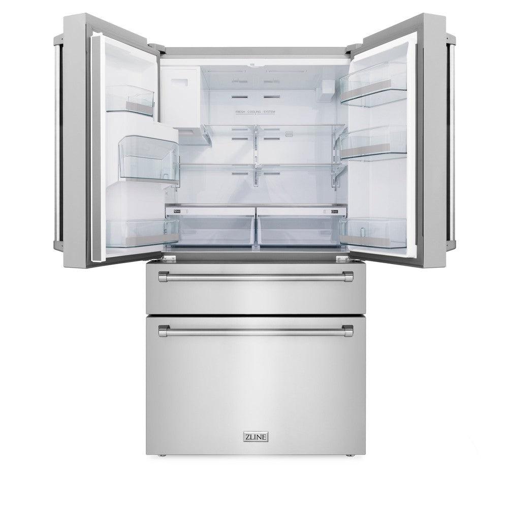 zline-36-inch-french-door-refrigerator-21-6-cu-ft-4-door-water-ice-dispenser-fingerprint-resistant-stainless-steel-rfm-w-36