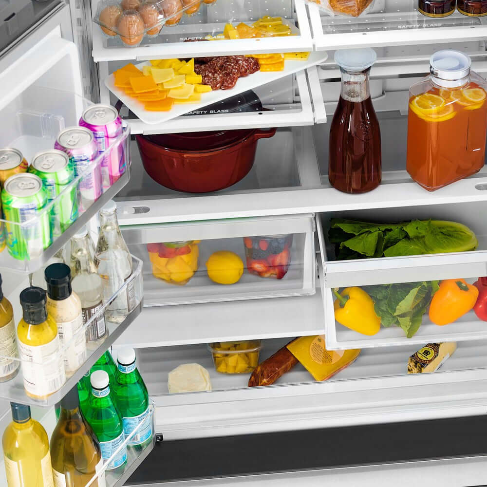 ZLINE 36 in French Door Refrigerator 22.5 cu. ft Capacity Ice Maker Fingerprint Resistant Stainless Steel Gold Accents (RFMZ-36-G)