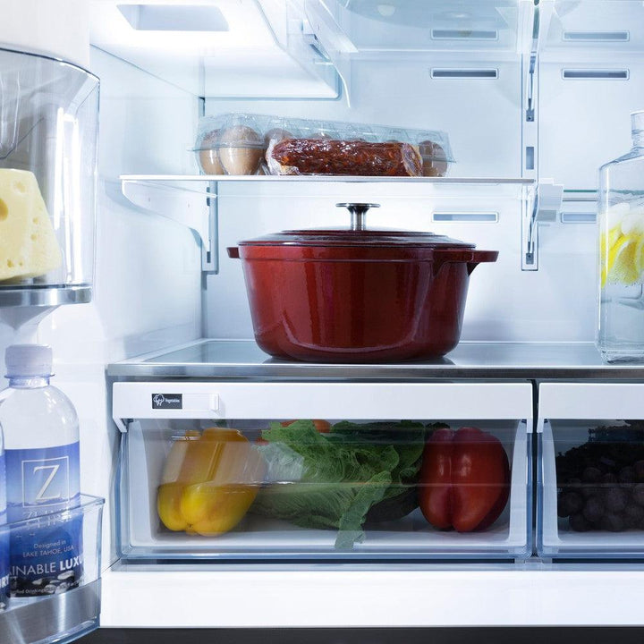 ZLINE 36 in French Door Refrigerator 21.6 cu. ft. Water & Ice Dispenser Water Filter Black Stainless Steel (RFM-W-WF-36-BS)