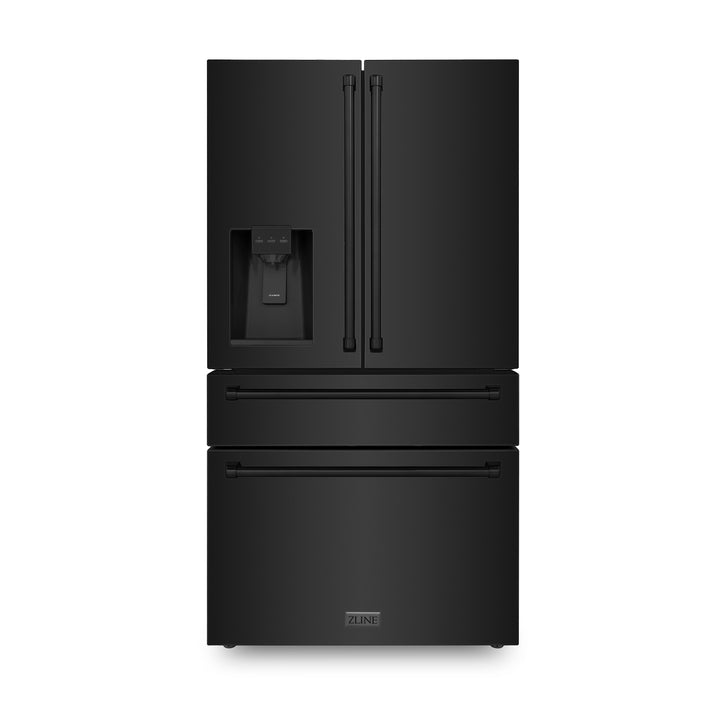 ZLINE 36 in French Door Refrigerator 21.6 cu. ft. Water & Ice Dispenser Water Filter Black Stainless Steel (RFM-W-WF-36-BS)