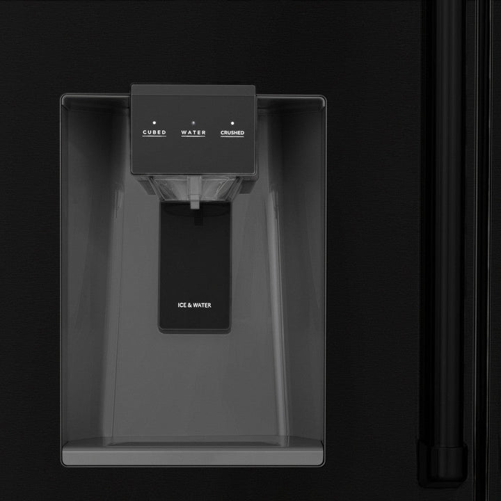 ZLINE 36 in French Door Refrigerator 21.6 cu. ft. Water & Ice Dispenser Water Filter Black Stainless Steel (RFM-W-WF-36-BS)
