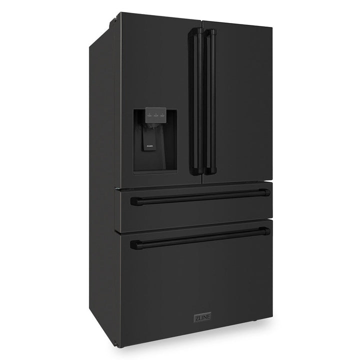 ZLINE 36 in French Door Refrigerator 21.6 cu. ft. Water & Ice Dispenser Water Filter Black Stainless Steel (RFM-W-WF-36-BS)
