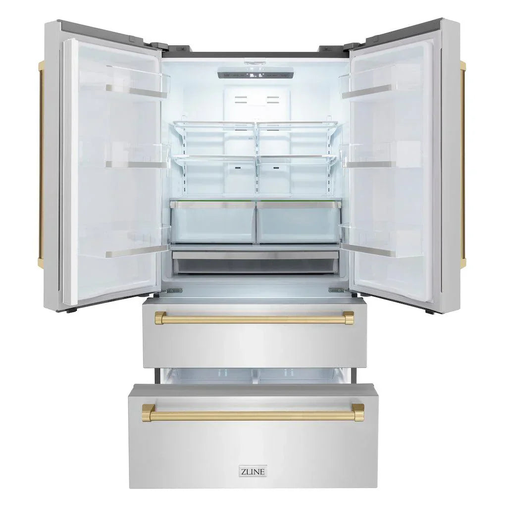 zline-36-in-french-door-refrigerator-22-5-cu-ft-ice-maker-fingerprint-resistant-stainless-steel-champagne-bronze-accents-rfmz-36-cb