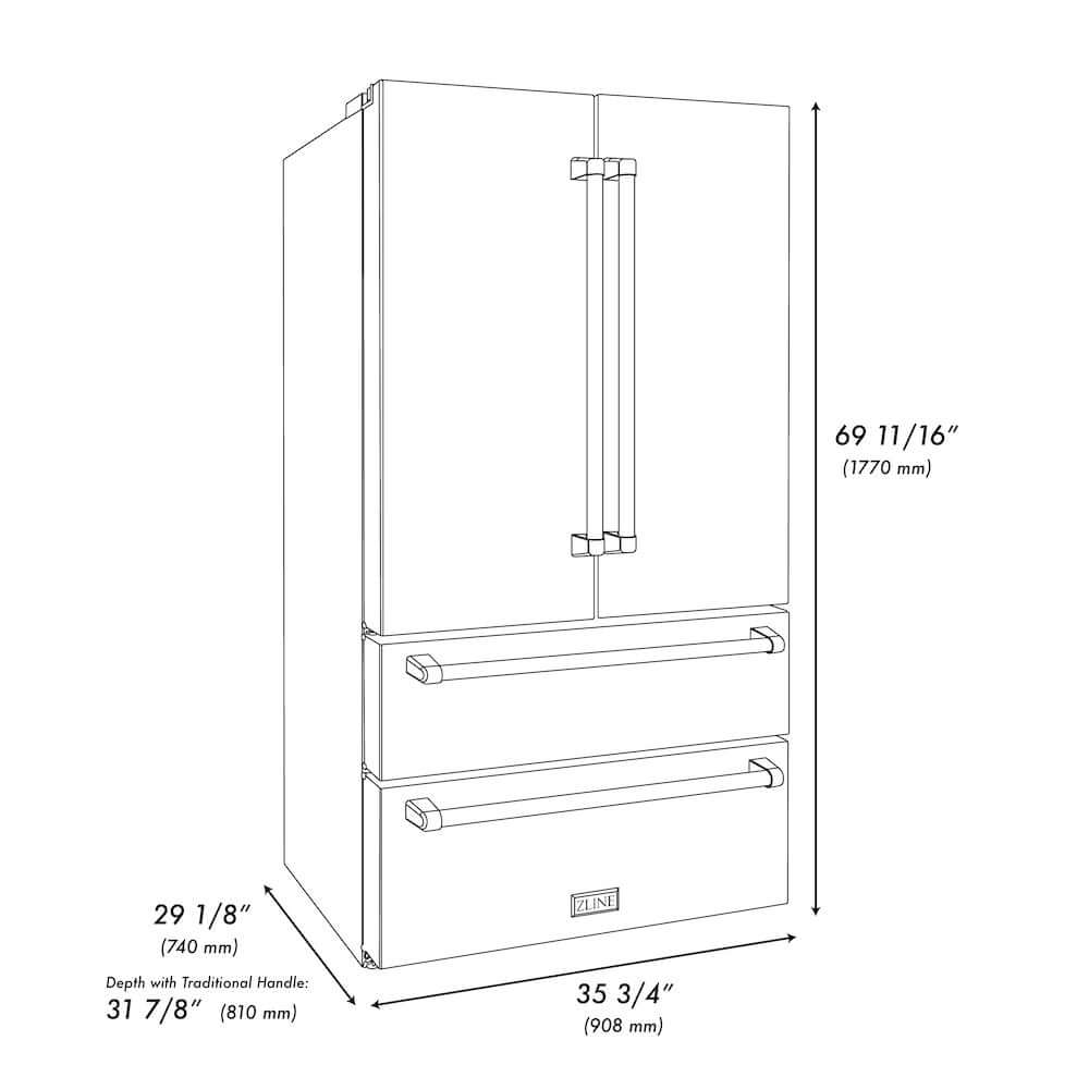 zline-36-inch-french-door-refrigerator-fingerprint-resistant-stainless-steel-water-ice-dispenser-gold-accents-rfmz-w-36-g