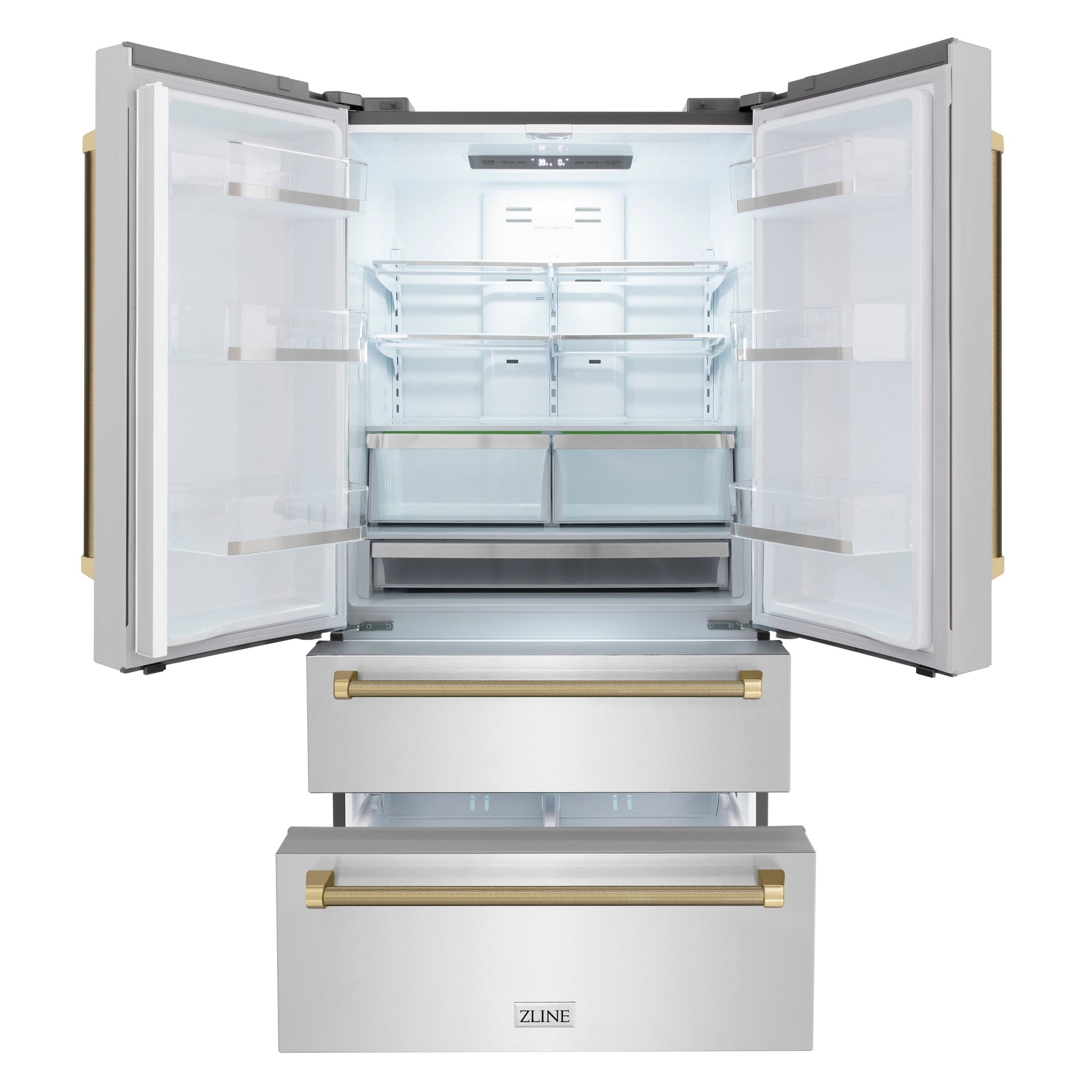 zline-36-in-french-door-refrigerator-22-5-cu-ft-counter-depth-fingerprint-resistant-stainless-steel-ice-maker-champagne-bronze-helix-handles-rfmz-36-kcb