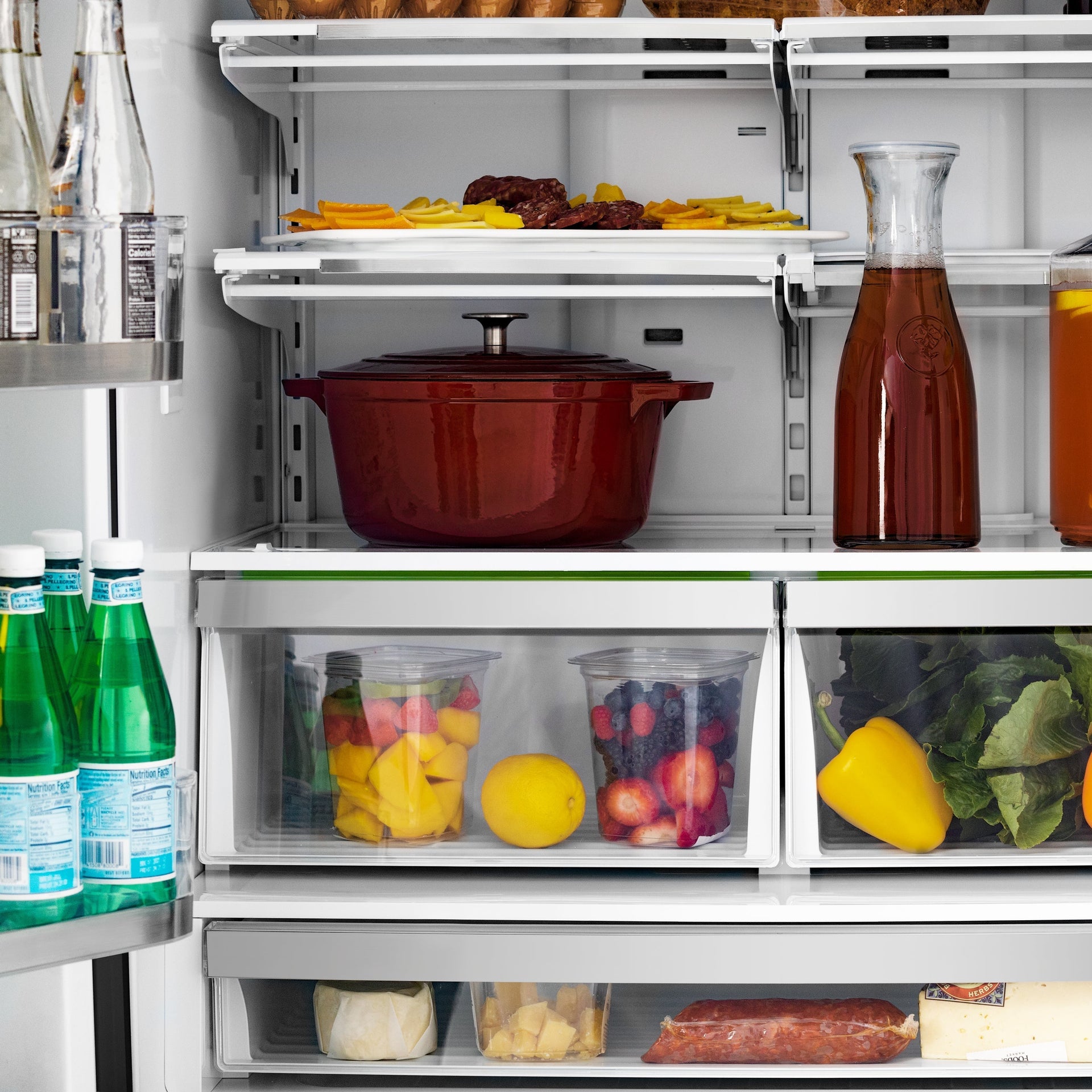 zline-36-in-counter-depth-french-door-refrigerator-22-5-cu-ft-fingerprint-resistant-stainless-steel-with-ice-maker-and-polished-gold-helix-handles-rfmz-36-kg