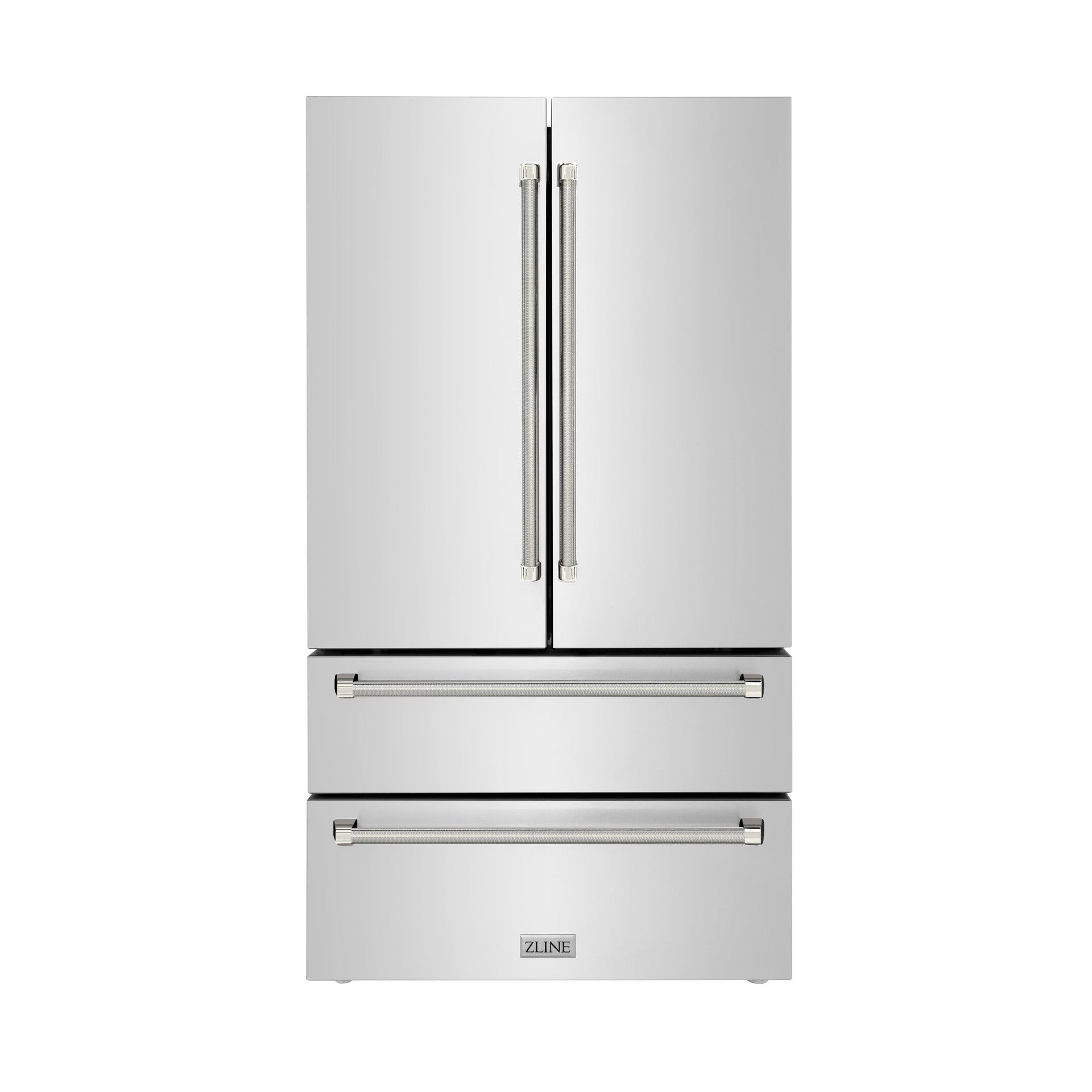 zline-36-in-counter-depth-french-door-refrigerator-22-5-cu-ft-fingerprint-resistant-stainless-steel-ice-maker-polished-nickel-helix-handles-rfmz-36-kpn