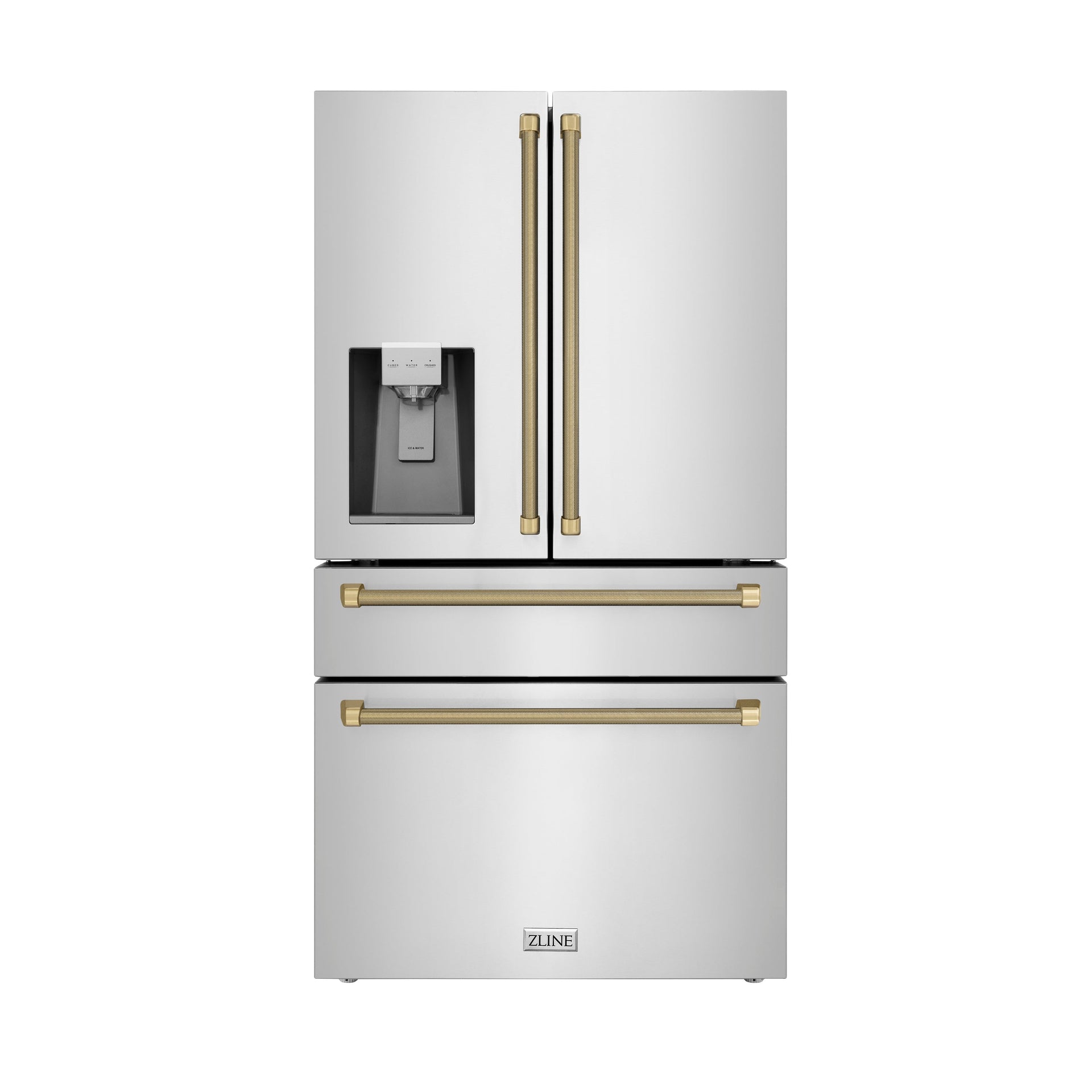 zline-36-in-counter-depth-french-door-refrigerator-21-6-cu-ft-water-and-ice-dispenser-fingerprint-resistant-stainless-steel-champagne-bronze-helix-handles-rfmz-w-36-kcb