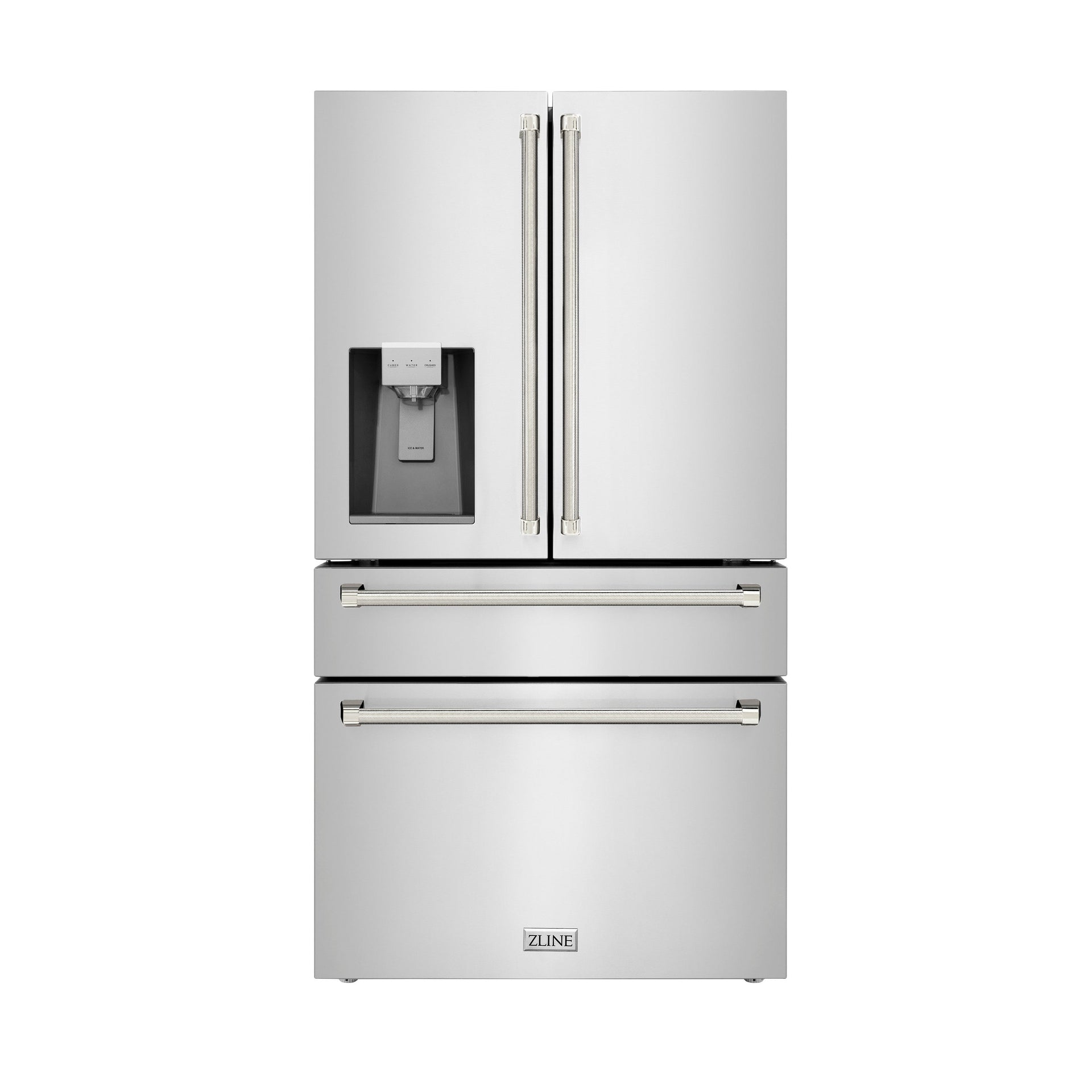 zline-36-in-counter-depth-french-door-refrigerator-21-6-cu-ft-with-water-dispenser-ice-maker-fingerprint-resistant-stainless-steel-polished-nickel-helix-handles-rfmz-w-36-kpn