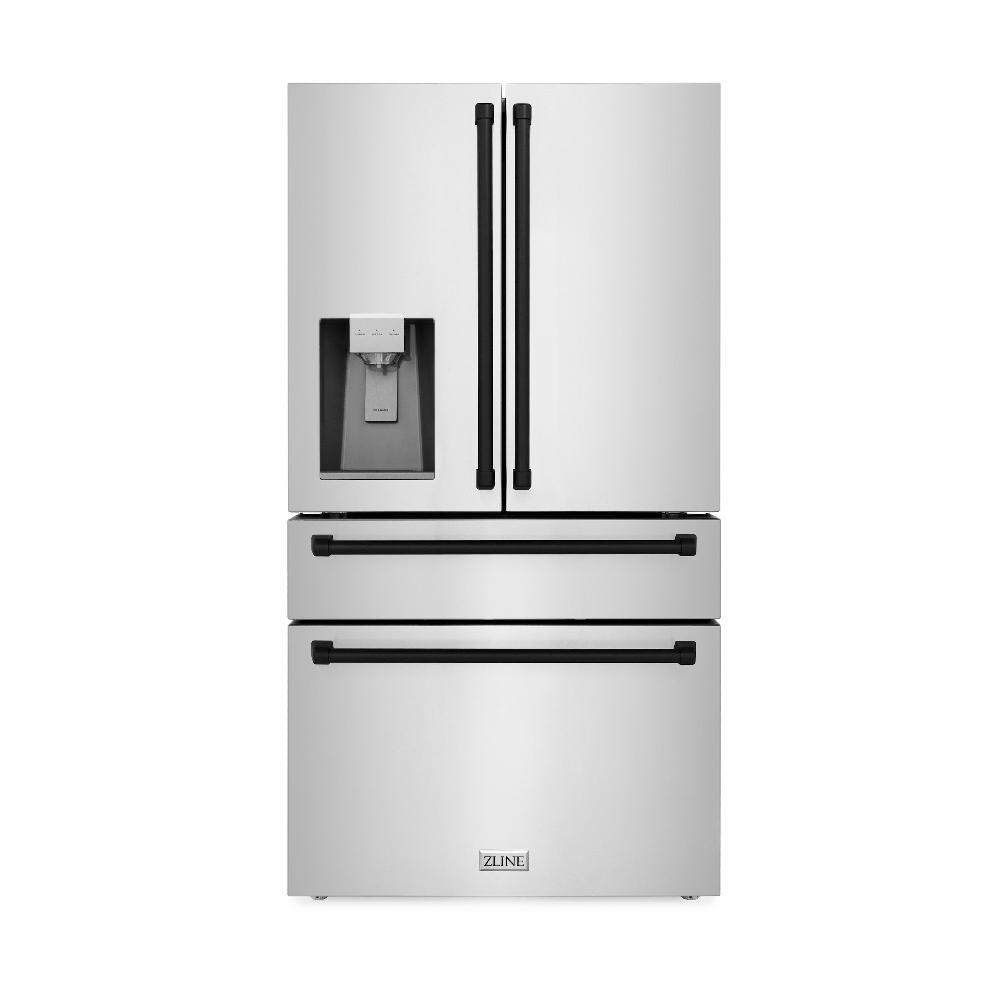zline-36-inch-french-door-refrigerator-with-water-ice-dispenser-fingerprint-resistant-stainless-steel-matte-black-accents-rfmz-w-36-mb