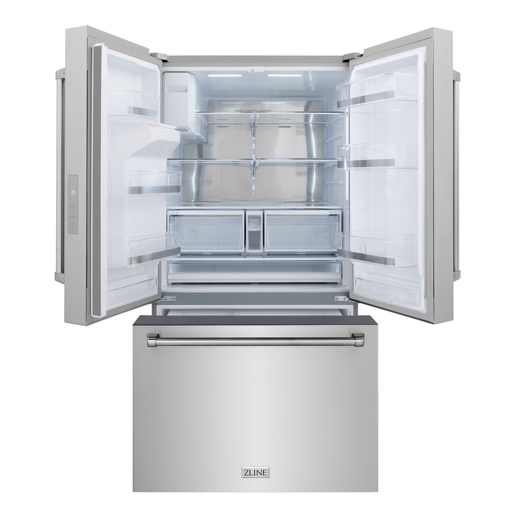 ZLINE 36 in Standard-Depth French Door Refrigerator 28.9 cu. ft. Water Dispenser Dual Ice Maker Stainless Steel (RSM-W-36)