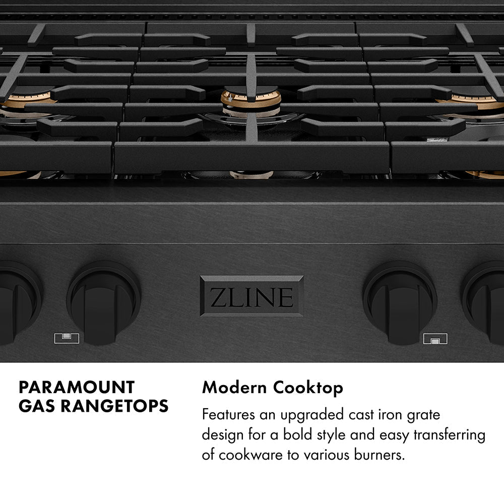 zline-36-paramount-gas-rangetop-with-6-brass-burners-and-porcelain-cooktop-in-black-satin-stainless-steel-srtbs-br-36