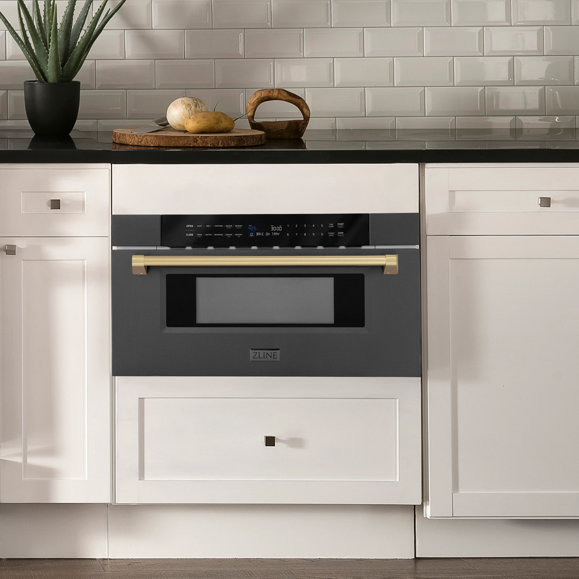 zline-autograph-30-in-1-2-cu-ft-built-in-microwave-drawer-in-black-stainless-steel-with-champagne-bronze-accents-mwdz-30-bs-cb