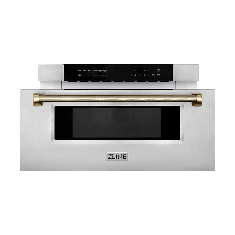 zline-autograph-30-1-2-cu-ft-built-in-microwave-drawer-in-stainless-steel-and-polished-gold-helix-handle-mwdz-30-kg