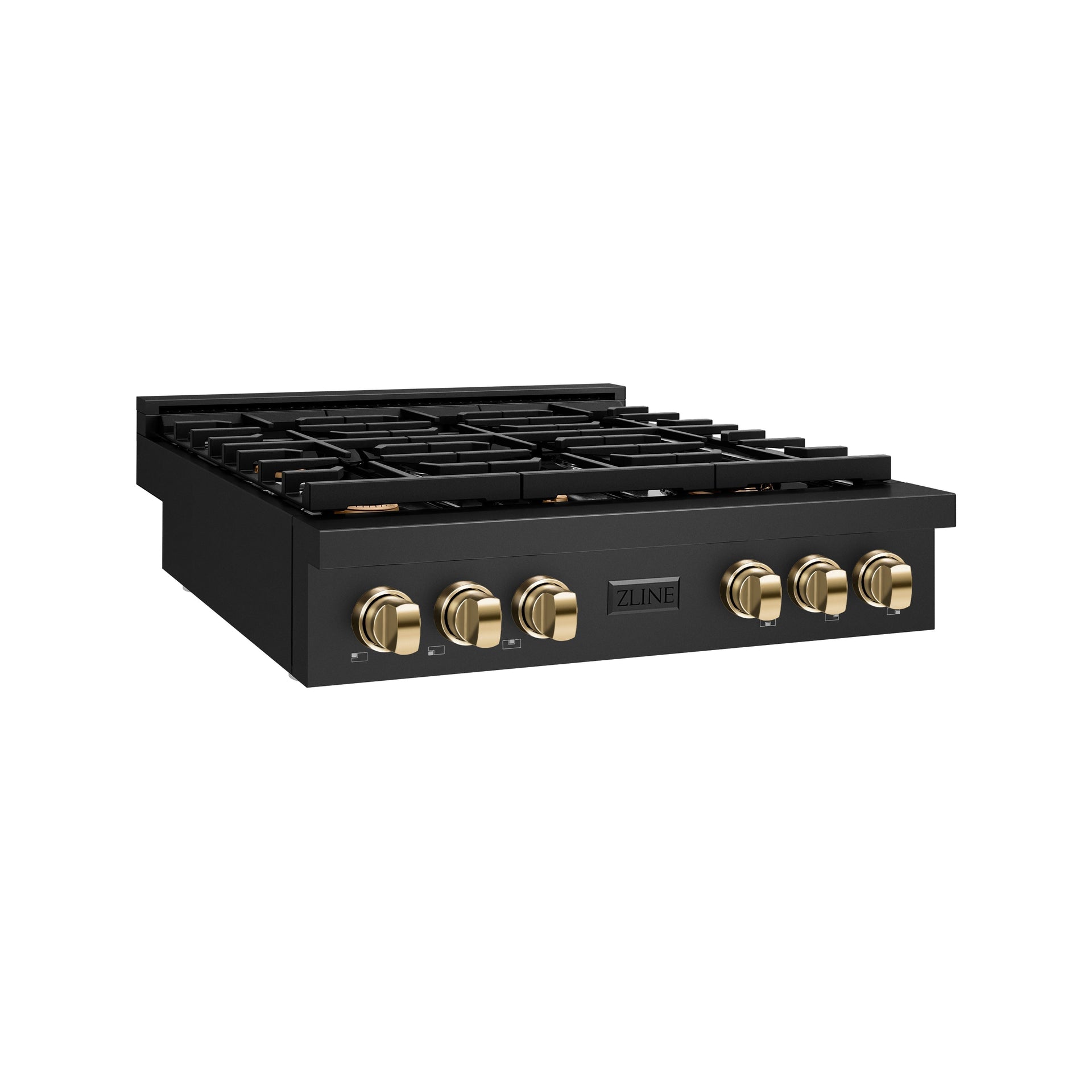 zline-autograph-36-paramount-gas-rangetop-with-6-burners-and-porcelain-cooktop-in-black-stainless-steel-with-polished-gold-accents-srtbz-36-g