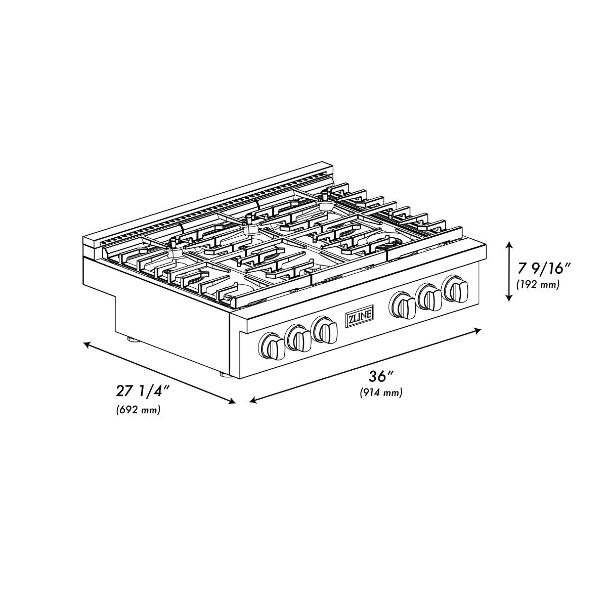 zline-paramount-36-gas-rangetop-with-6-brass-burners-and-porcelain-cooktop-in-black-stainless-steel-srtb-br-36