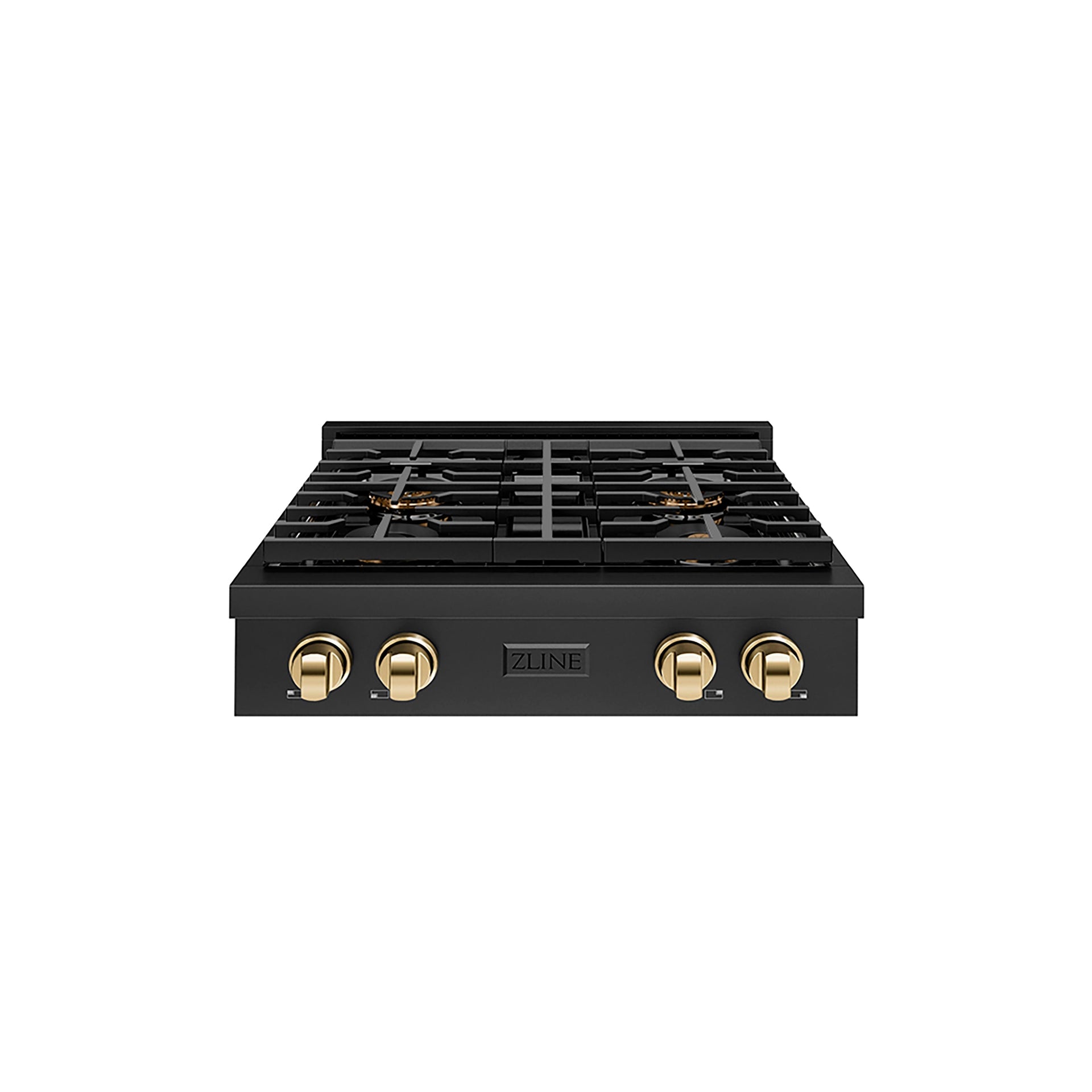 zline-autograph-30-paramount-gas-rangetop-with-4-burner-duopro™-cooktop-in-black-stainless-steel-and-polished-gold-accents-psrtbz-30-g
