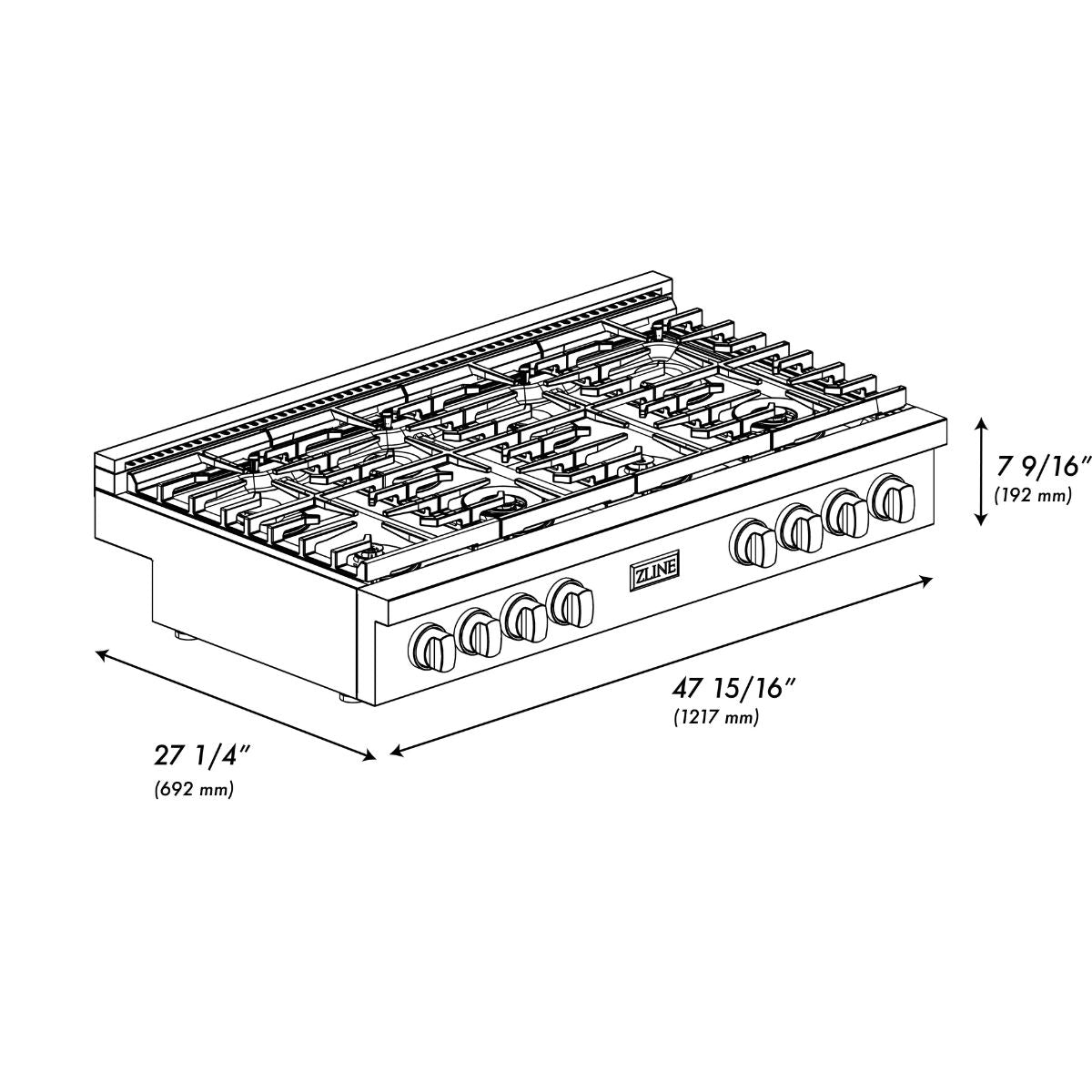 zline-paramount-48-gas-rangetop-with-8-burners-and-porcelain-cooktop-in-black-stainless-steel-srtb48