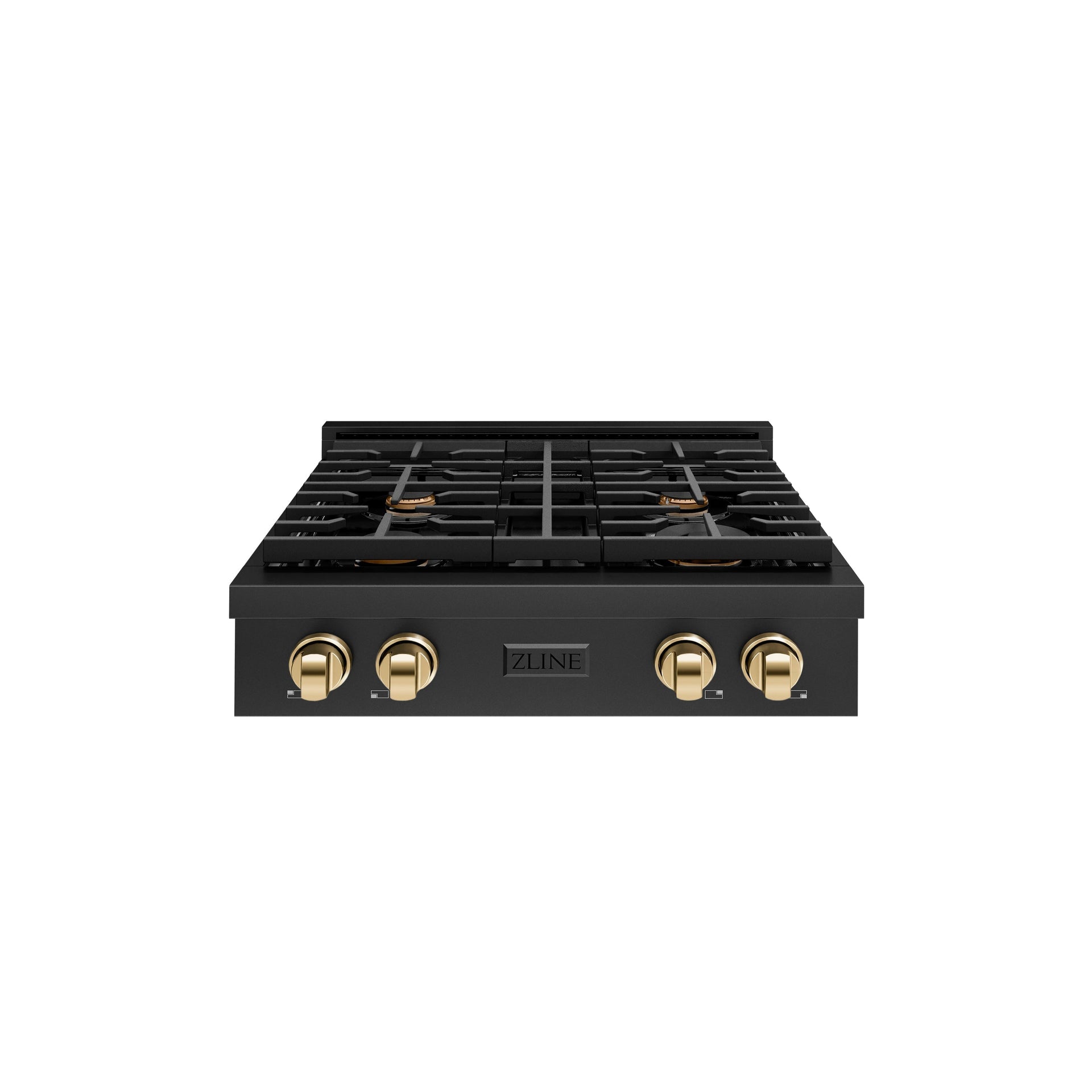 zline-autograph-30-paramount-gas-rangetop-with-4-burners-and-porcelain-cooktop-in-black-stainless-steel-with-polished-gold-accents-srtbz-30-g