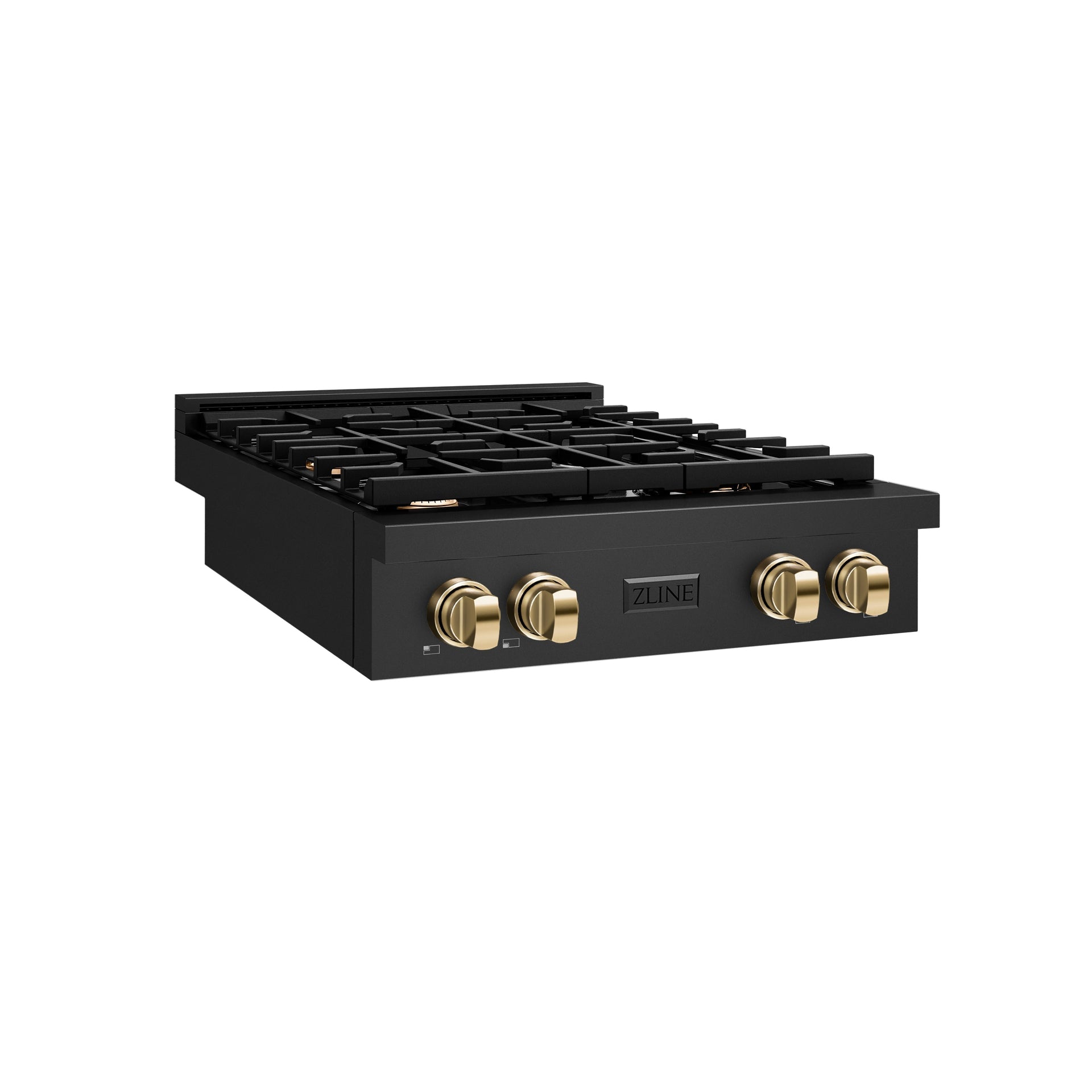 zline-autograph-30-paramount-gas-rangetop-with-4-burners-and-porcelain-cooktop-in-black-stainless-steel-with-polished-gold-accents-srtbz-30-g