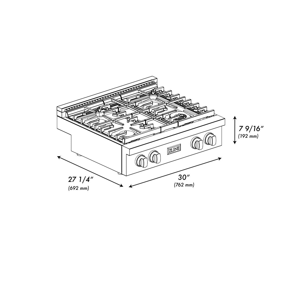 zline-30-paramount-gas-rangetop-with-4-brass-burners-and-porcelain-cooktop-in-satin-stainless-steel-srts-br-30