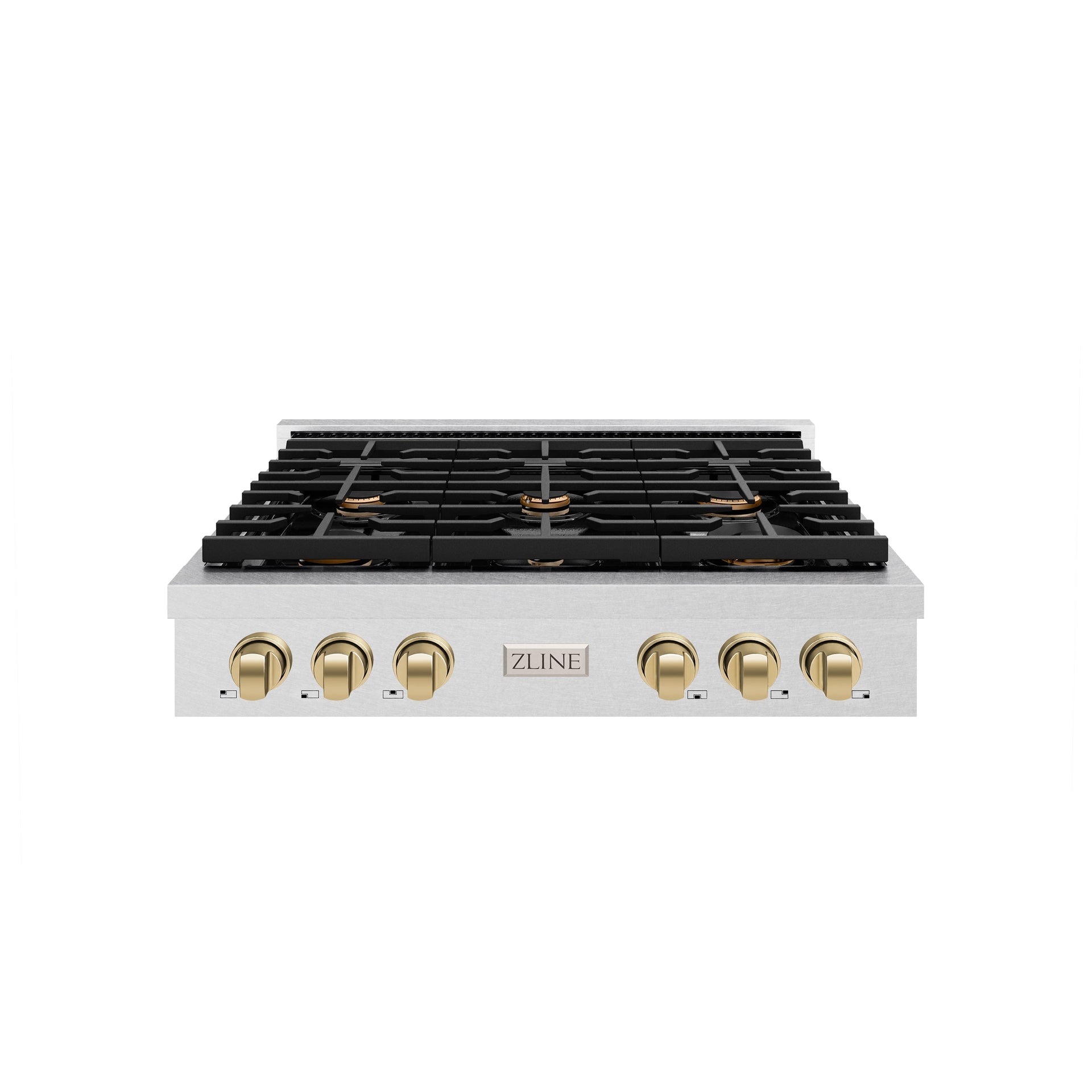 zline-36-autograph-paramount-gas-rangetop-with-6-burners-and-porcelain-cooktop-in-satin-stainless-steel-with-champagne-bronze-accents-srtsz-36-cb