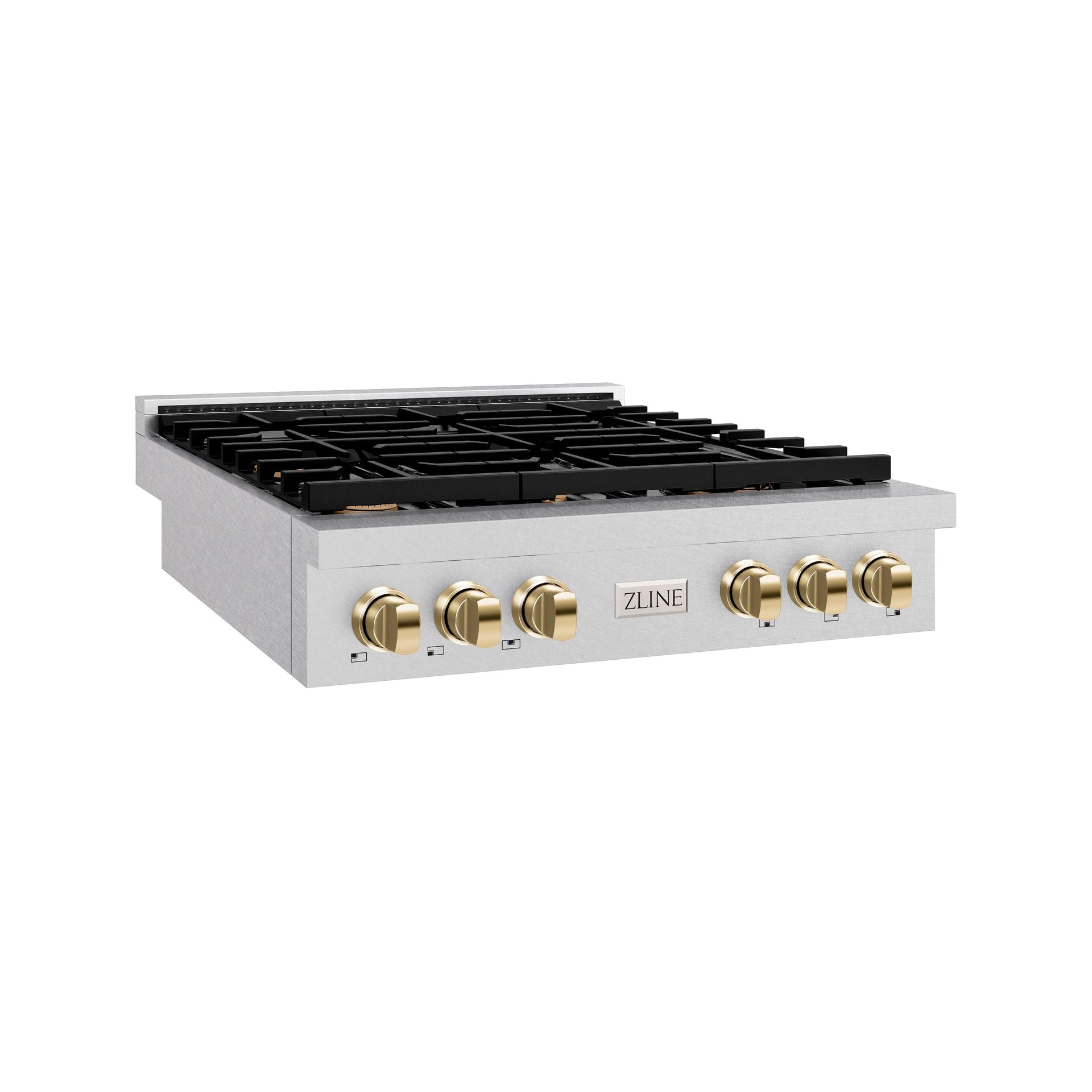 zline-36-autograph-paramount-gas-rangetop-with-6-burners-and-porcelain-cooktop-in-satin-stainless-steel-with-polished-gold-accents-srtsz-36-g