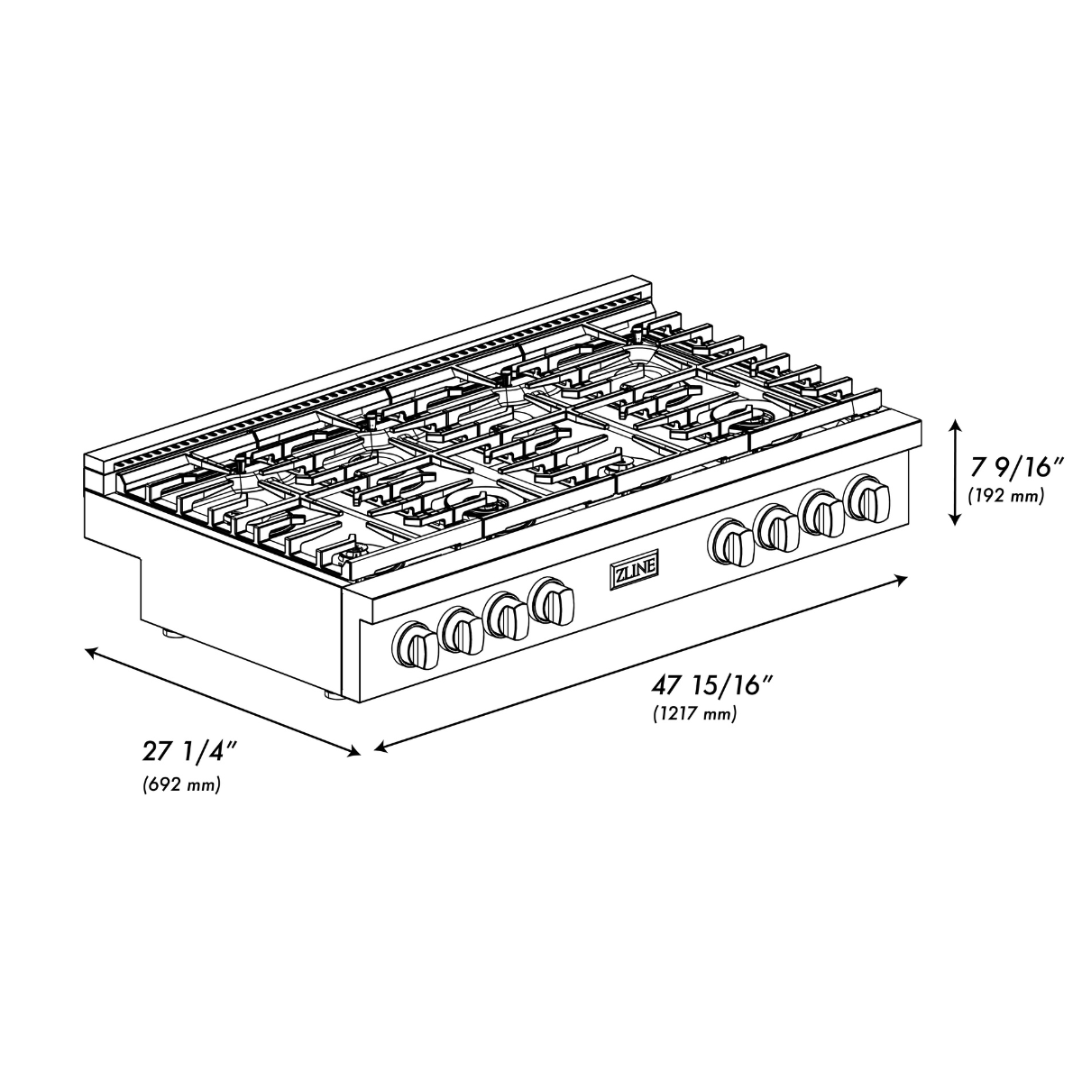 zline-paramount-48-gas-rangetop-with-8-brass-burners-cast-iron-griddle-and-porcelain-cooktop-in-stainless-steel-srt-br-48