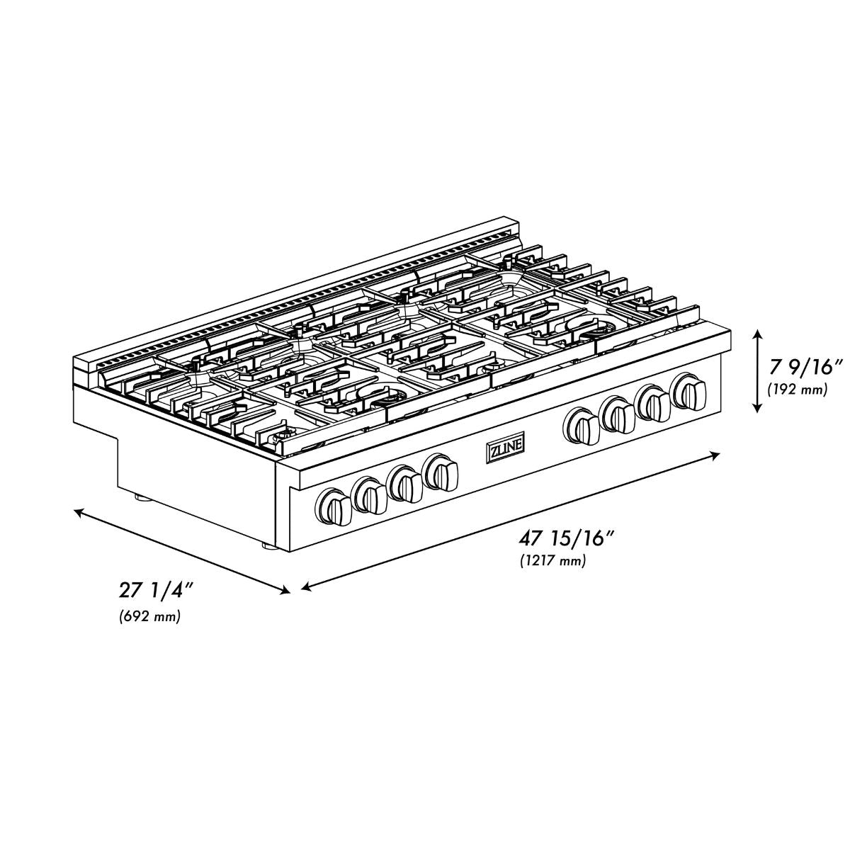 zline-paramount-48-gas-rangetop-with-8-burners-cast-iron-griddle-and-porcelain-cooktop-in-stainless-steel-srt48