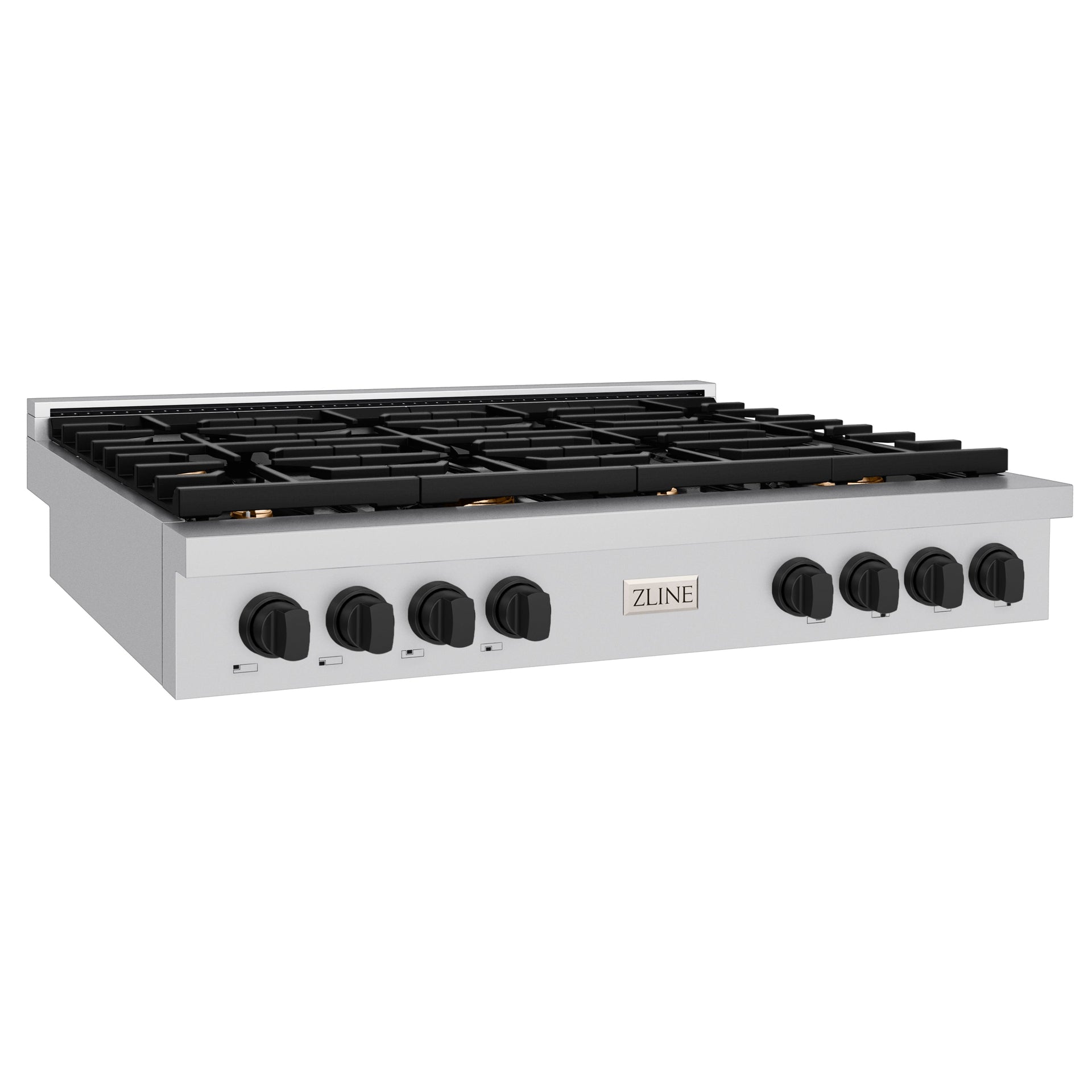zline-autograph-48-paramount-gas-rangetop-with-8-burners-cast-iron-griddle-and-porcelain-cooktop-in-stainless-steel-with-matte-black-accents-srtz-48-mb
