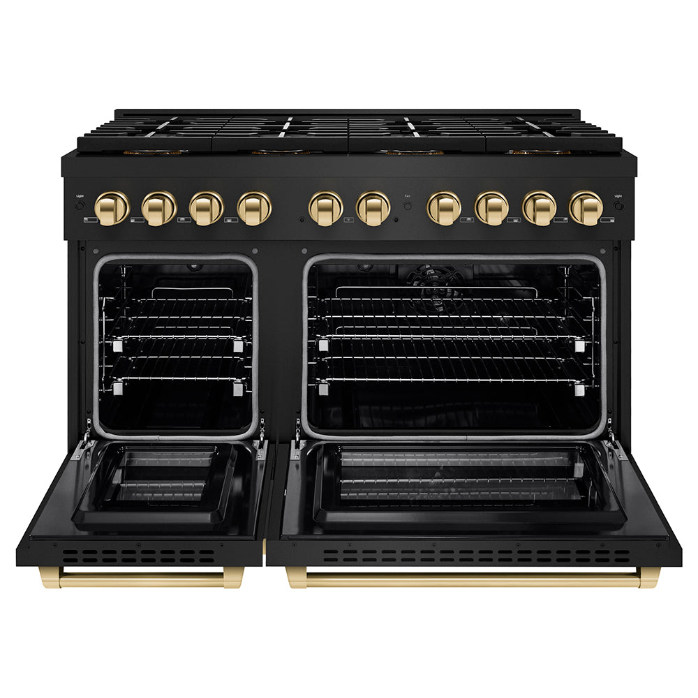 zline-48-in-dual-fuel-range-6-7-cu-ft-with-8-burner-duopro™-cooktop-dual-ovens-black-stainless-steel-polished-gold-accents-psdrbz-48-g