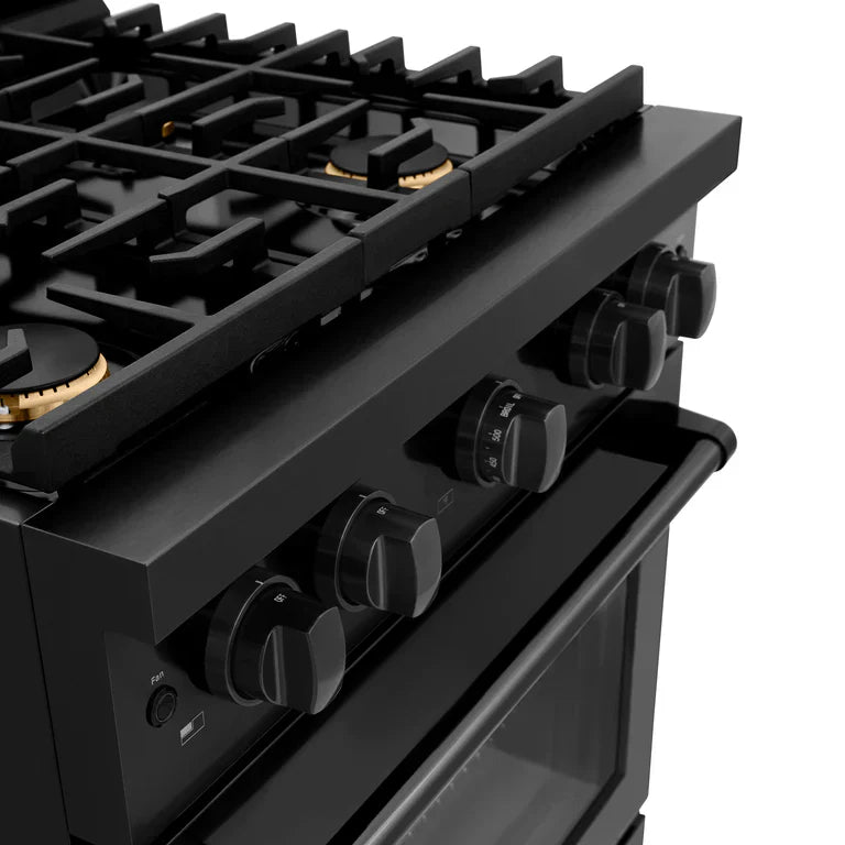 zline-paramount-30-in-4-2-cu-ft-gas-range-with-4-brass-burners-and-convection-oven-in-black-stainless-steel-sgrb-br-30