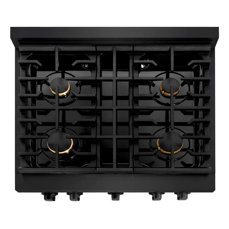 zline-paramount-30-in-4-2-cu-ft-gas-range-with-4-brass-burners-and-convection-oven-in-black-stainless-steel-sgrb-br-30