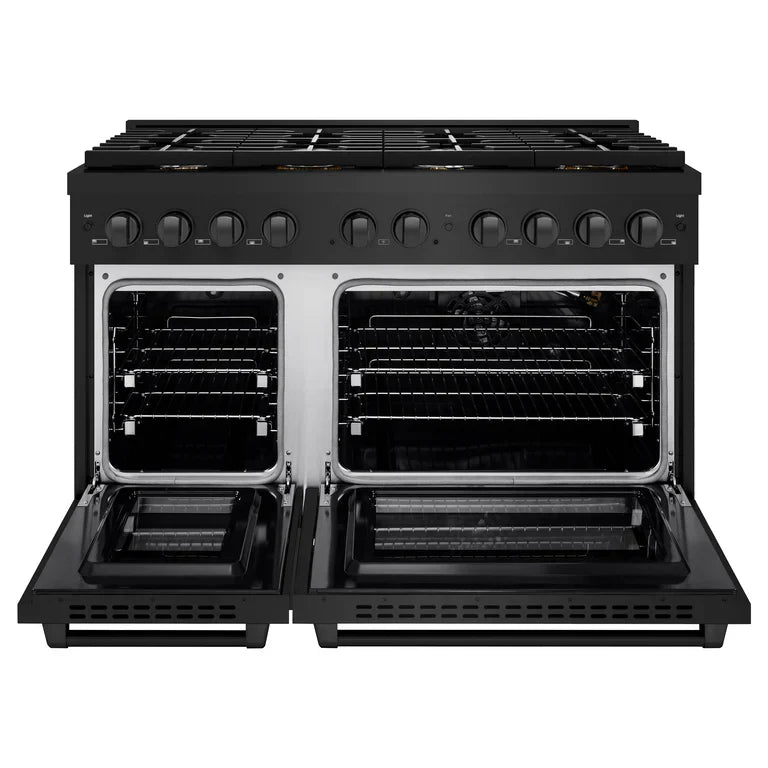 zline-paramount-48-in-6-7-cu-ft-gas-range-with-8-brass-burners-and-convection-oven-in-black-stainless-steel-sgrb-br-48