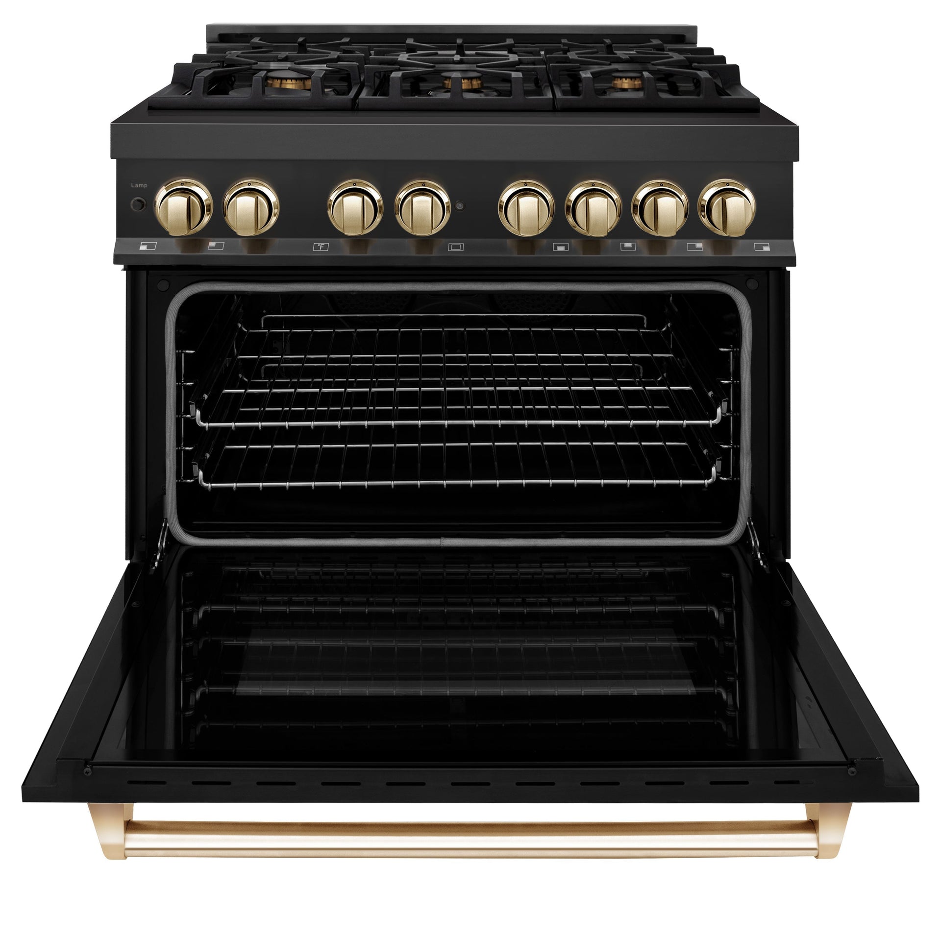 zline-autograph-edition-36-in-4-6-cu-ft-dual-fuel-range-in-black-stainless-steel-with-polished-gold-accents-rabz-36-g