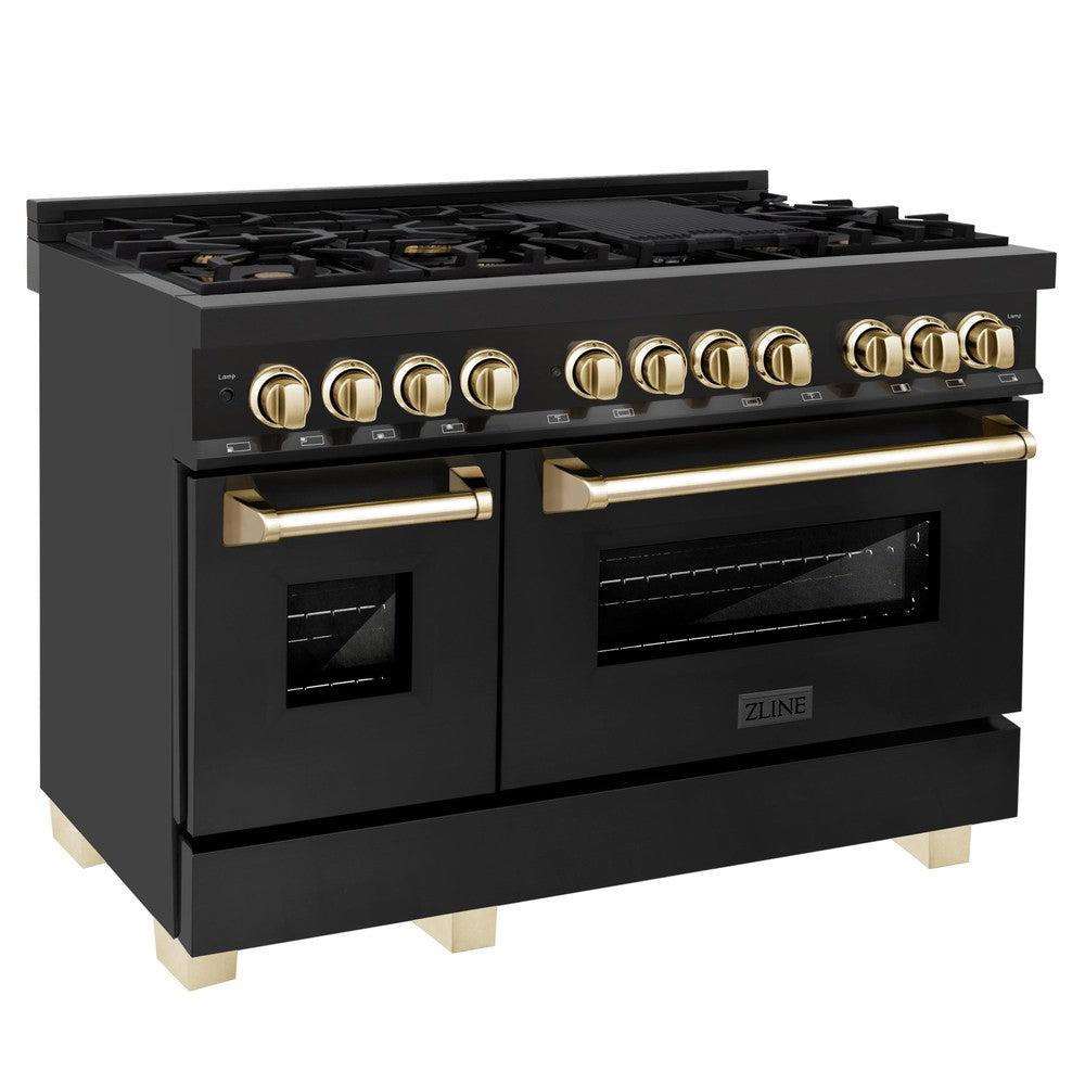 zline-autograph-48-inch-dual-fuel-range-6-0-cu-ft-black-stainless-steel-with-gold-accents-rabz-48-g