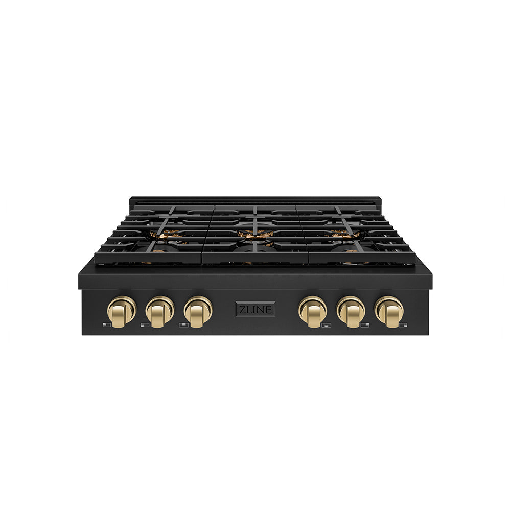 zline-autograph-36-paramount-gas-rangetop-with-6-burner-duopro™-cooktop-in-black-stainless-steel-and-champagne-bronze-accents-psrtbz-36-cb